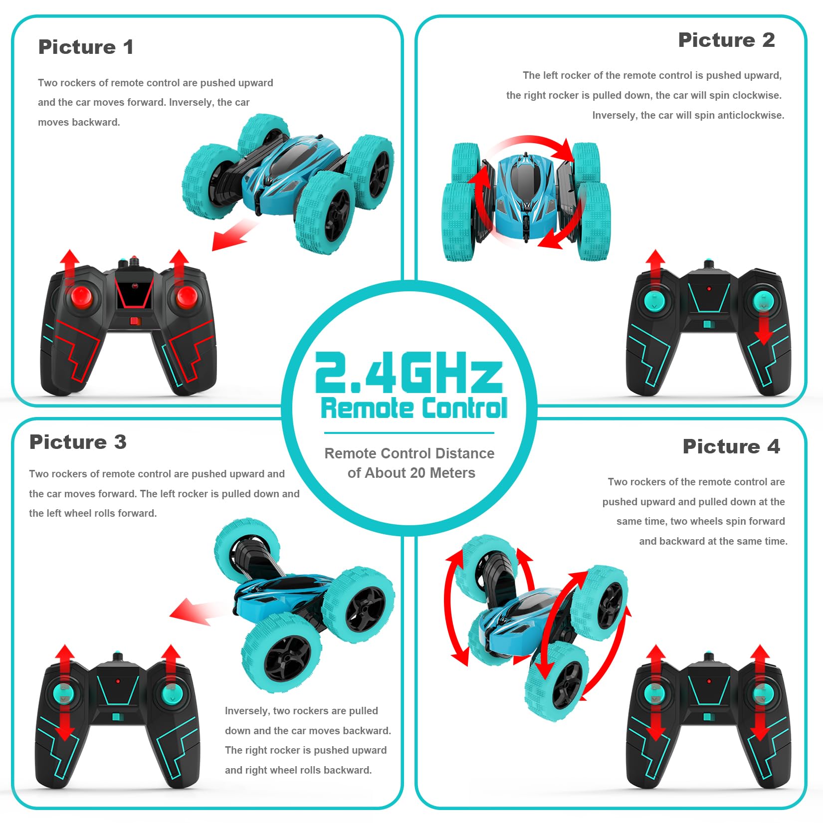 2.4GHz Fast Remote Control Car for Kids - 4WD RC Monster Truck Toy with 360° Rotation, Double-Sided Design - Perfect for Boys & Girls Outdoor Play, Birthday Gifts & Racing Fun
