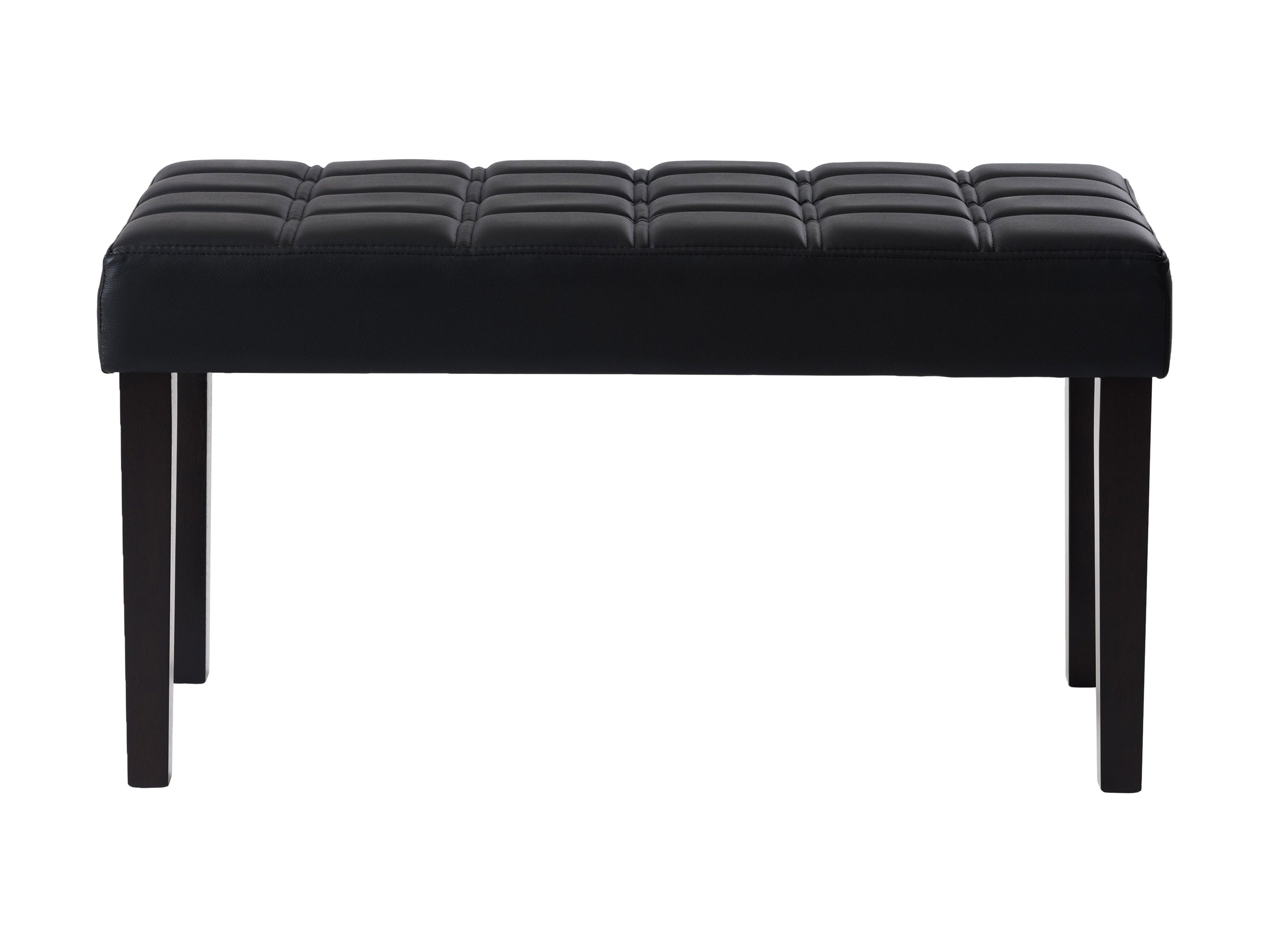 Premium Black Leather Bench - Modern Upholstered Seat for Living Room, Bedroom & Entryway - Durable & Stylish Home Furniture for Comfort & Elegance