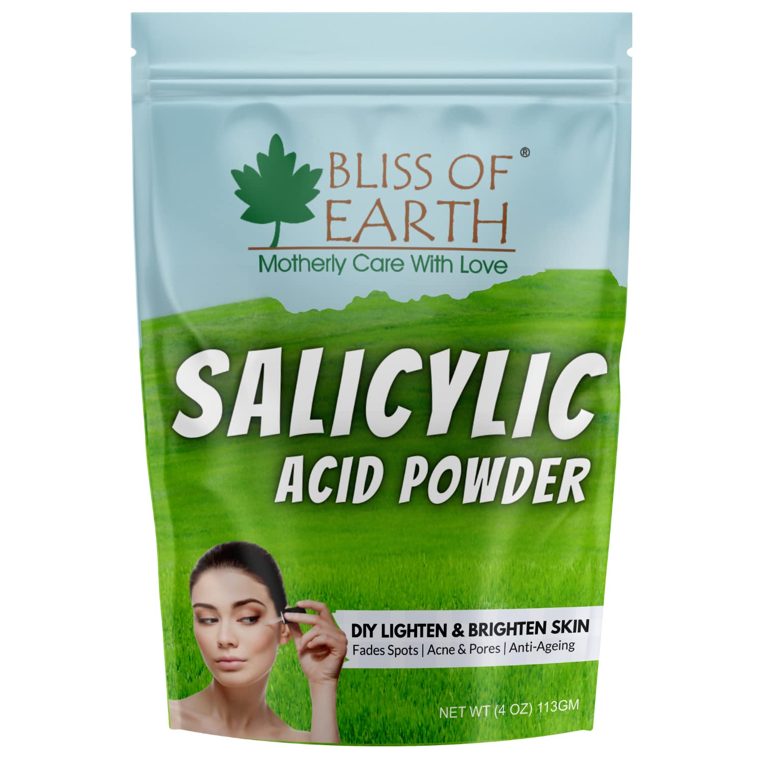 Bliss of Earth Salicylic Acid Powder 113g - Skin Care Ingredient for DIY Cleanser, Moisturizer, Anti-Aging Serum & Body Wash | Perfect for Acne Treatment & Exfoliation