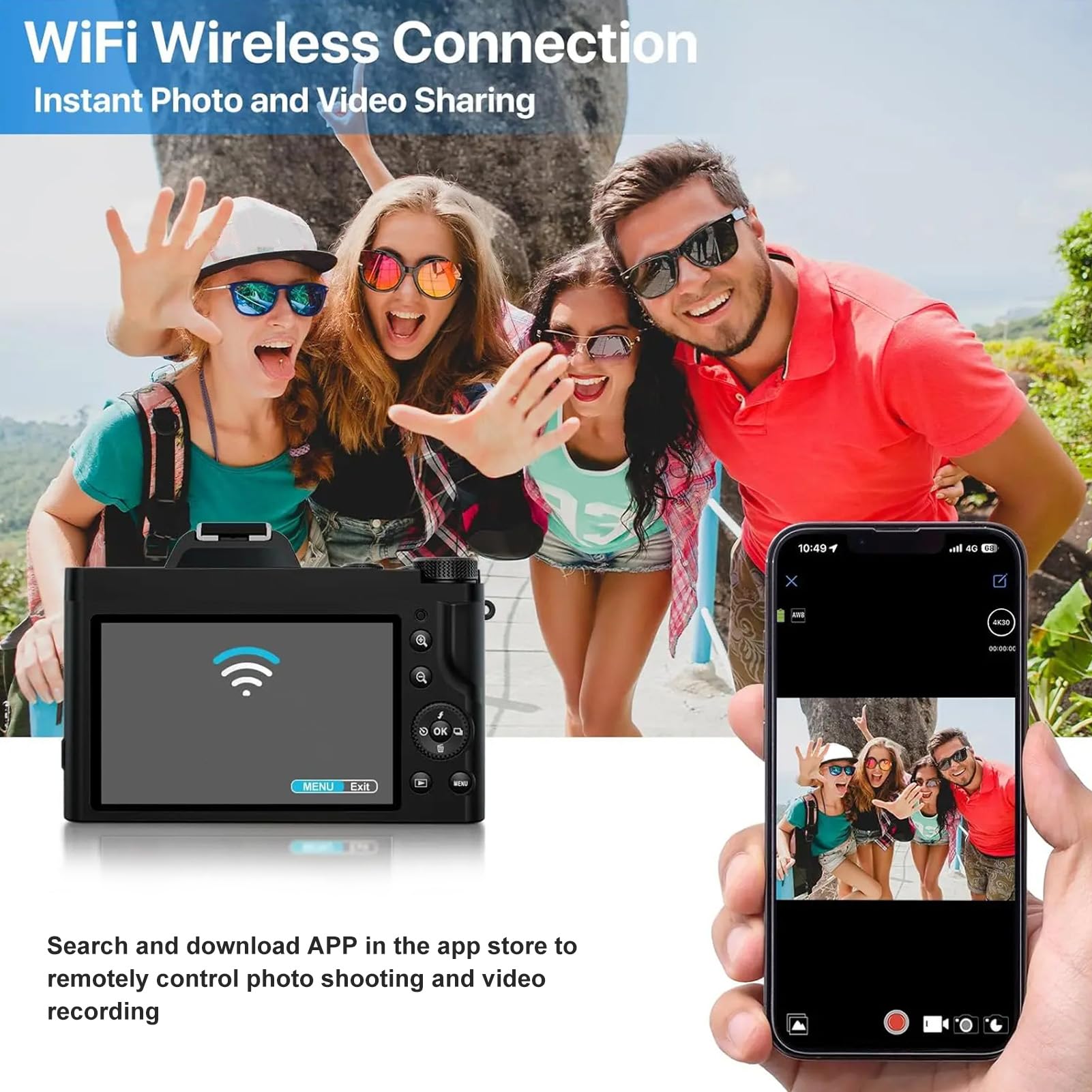 ASHATA 5K Digital Camera 48MP WiFi Vlogging Camera with 16X Zoom & Autofocus, 3.5