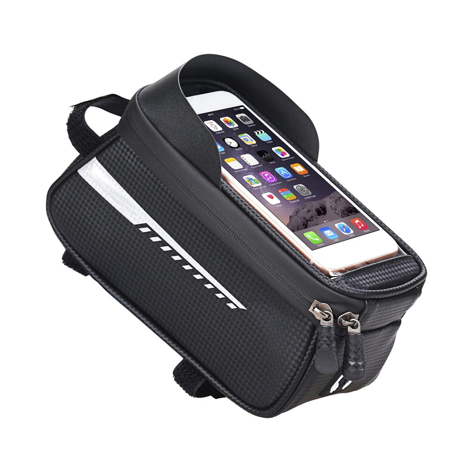 DISHUECO Waterproof Bike Frame Bag - Large Capacity Front Bicycle Storage Bag with Phone Holder for Mountain & Road Bikes | Perfect for Cycling Commute, Outdoor Adventures & Bike Tours