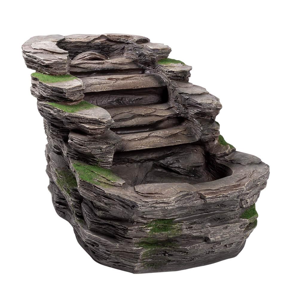 Outdoor Waterfall Water Feature with LED Lights - Relaxing Garden Fountain for Patio, Yard, and Backyard Decor