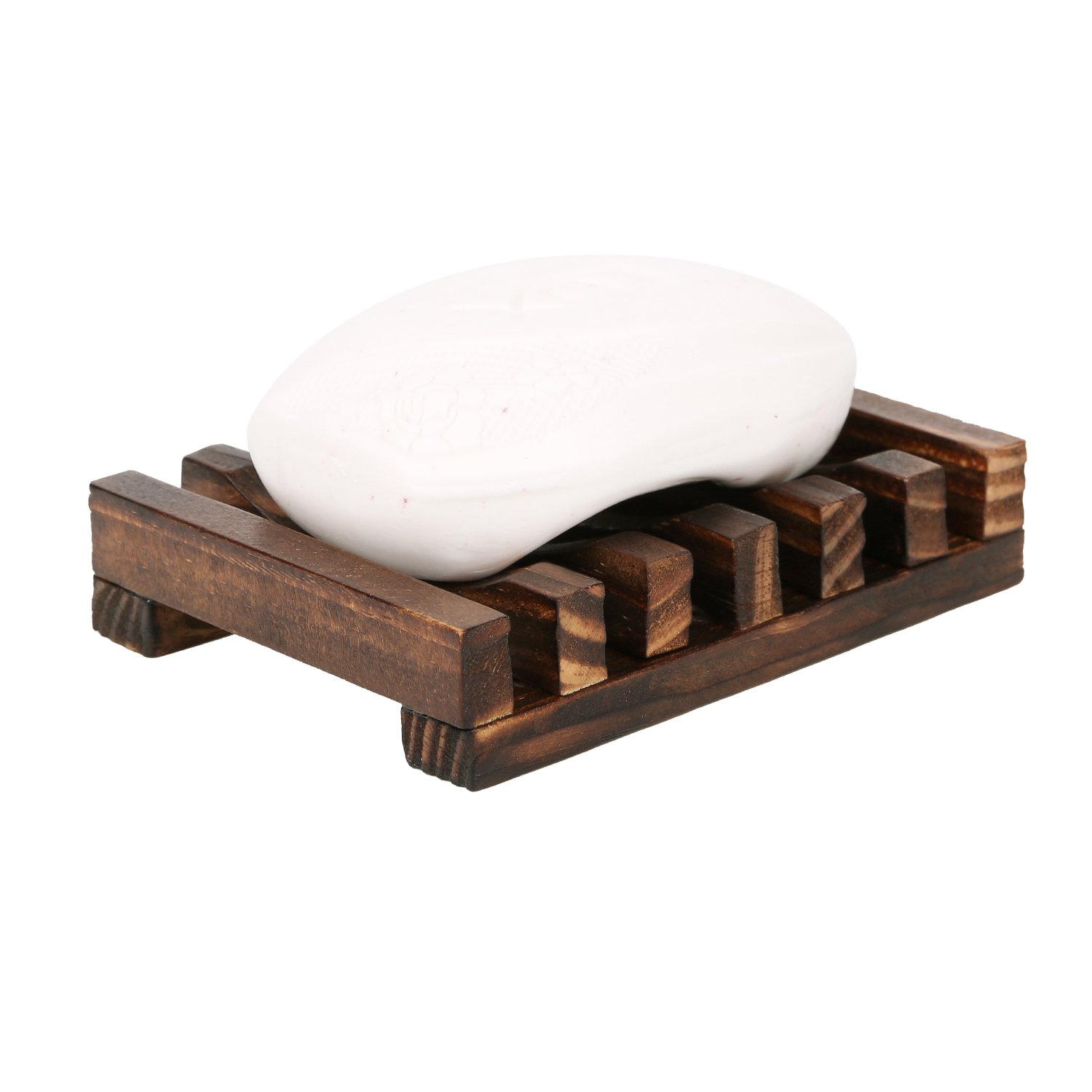 Anwenk Wooden Soap Dish - Handcrafted Soap Holder & Saver Tray for Bathroom, Shower, and Sink - Natural Drainer for Soaps, Sponges, and Beauty Accessories (1 Pack) - Perfect for Spa, Vanity, and Guest Bathroom Organization