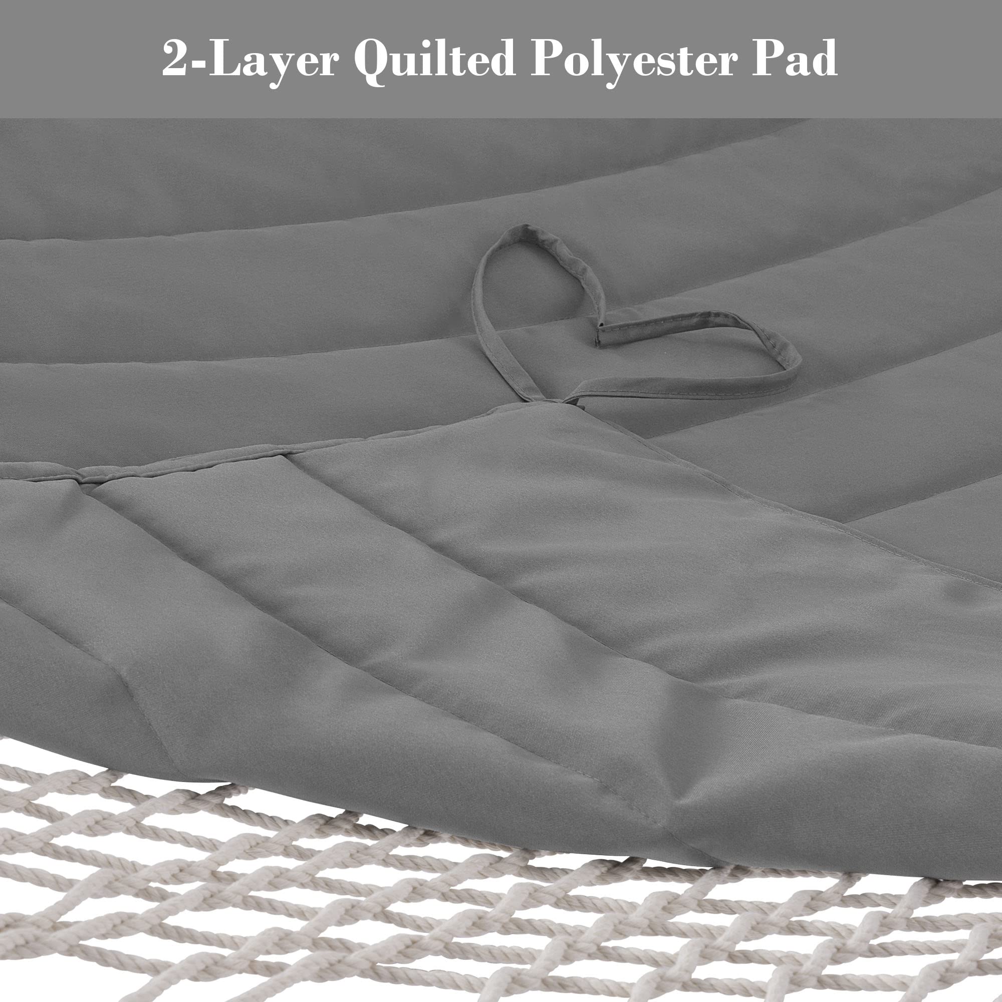 **SUNCREAT 15 FT Outdoor Hammock for Two - Light Gray Patio, Garden & Porch Swing Bed - Perfect for Relaxing, Camping & Backyard Lounging**