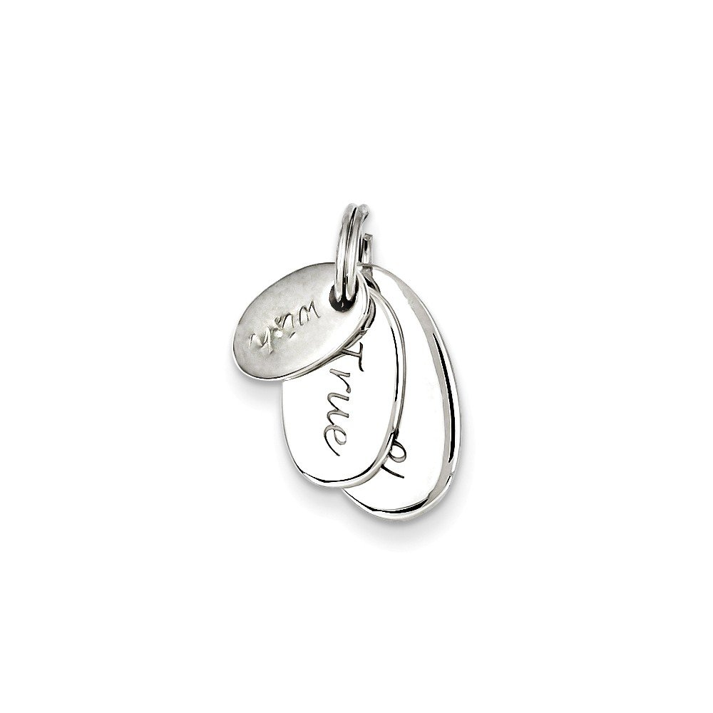 925 Sterling Silver Polished True Love Wish Charm Pendant - Perfect for Valentine's Day Gifts, Anniversary Presents & Romantic Jewelry Collections