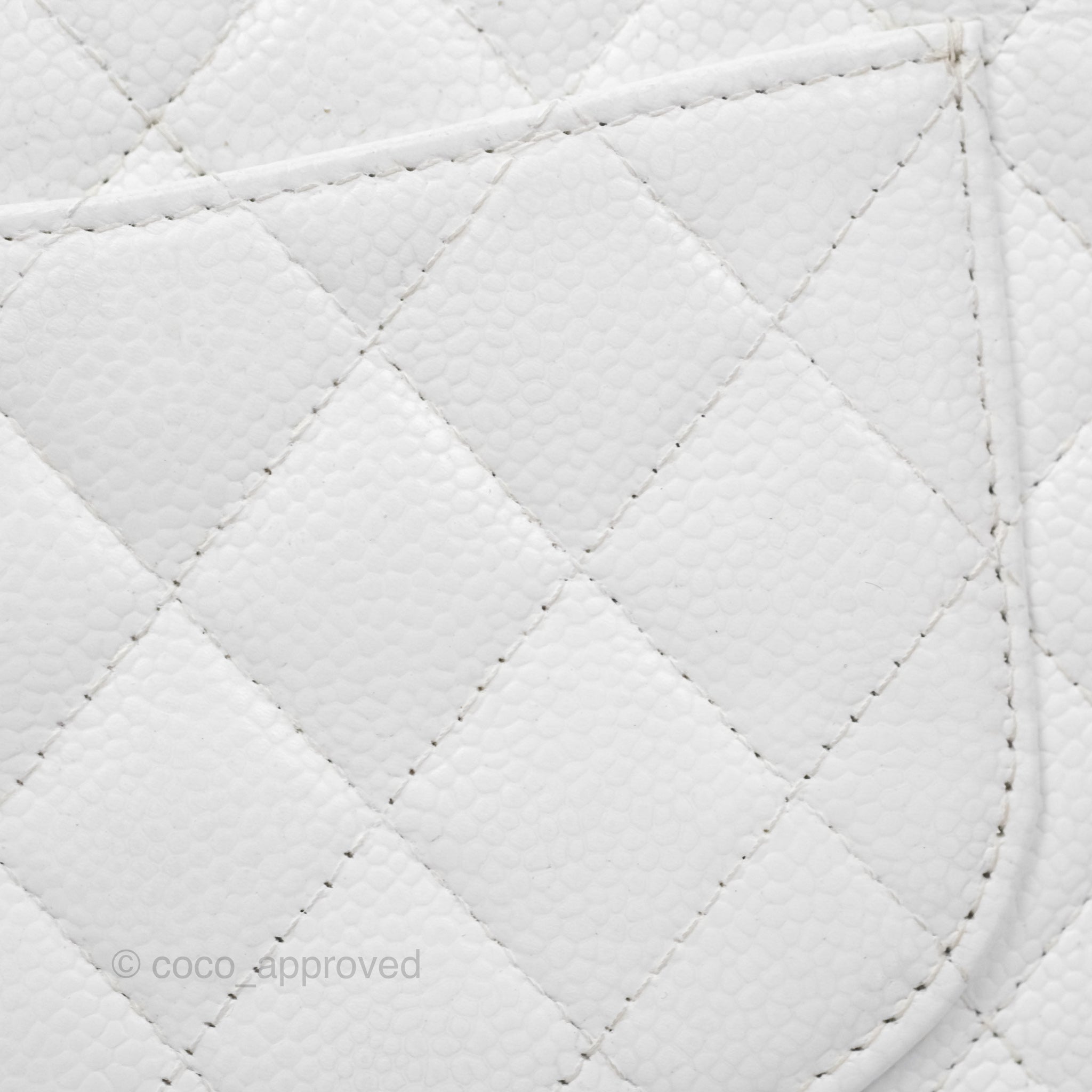 Chanel Classic Medium Double Flap Bag in White Caviar Leather with Silver Hardware - Luxury Handbag for Women, Perfect for Parties, Weddings & Everyday Elegance