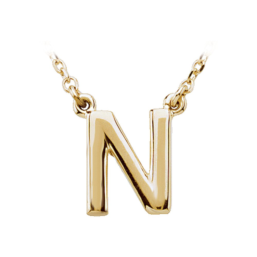 The Black Bow 14K Yellow Gold Kendall Collection Block Initial N Necklace - 16 Inch, Perfect for Gifts, Anniversaries, and Everyday Elegance