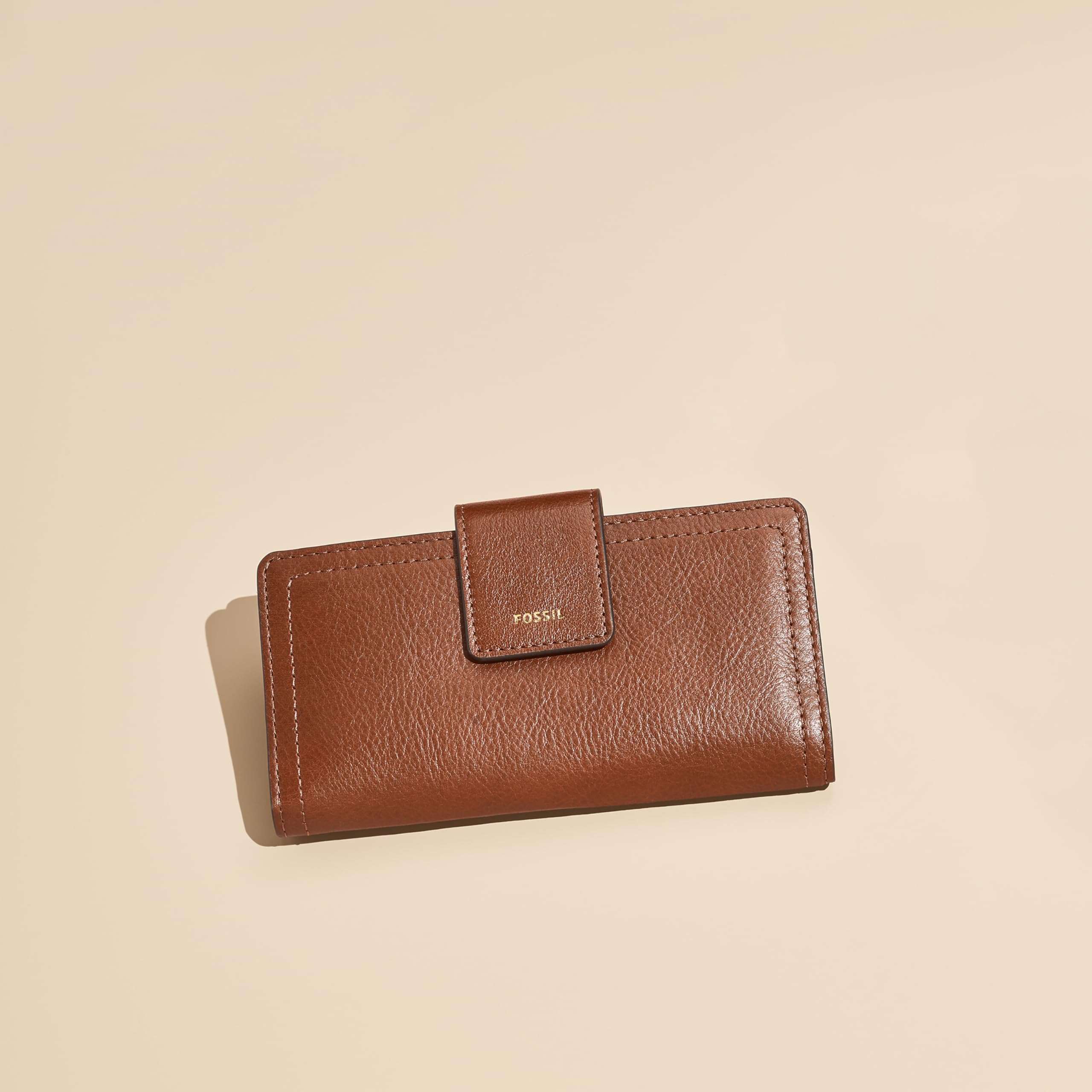 Fossil Women's Logan Genuine Leather RFID Blocking Wallet - Slim Tab Clutch Purse with Card Slots (Brown, Model SL7830200) | Perfect for Everyday Use, Travel & Gift Giving