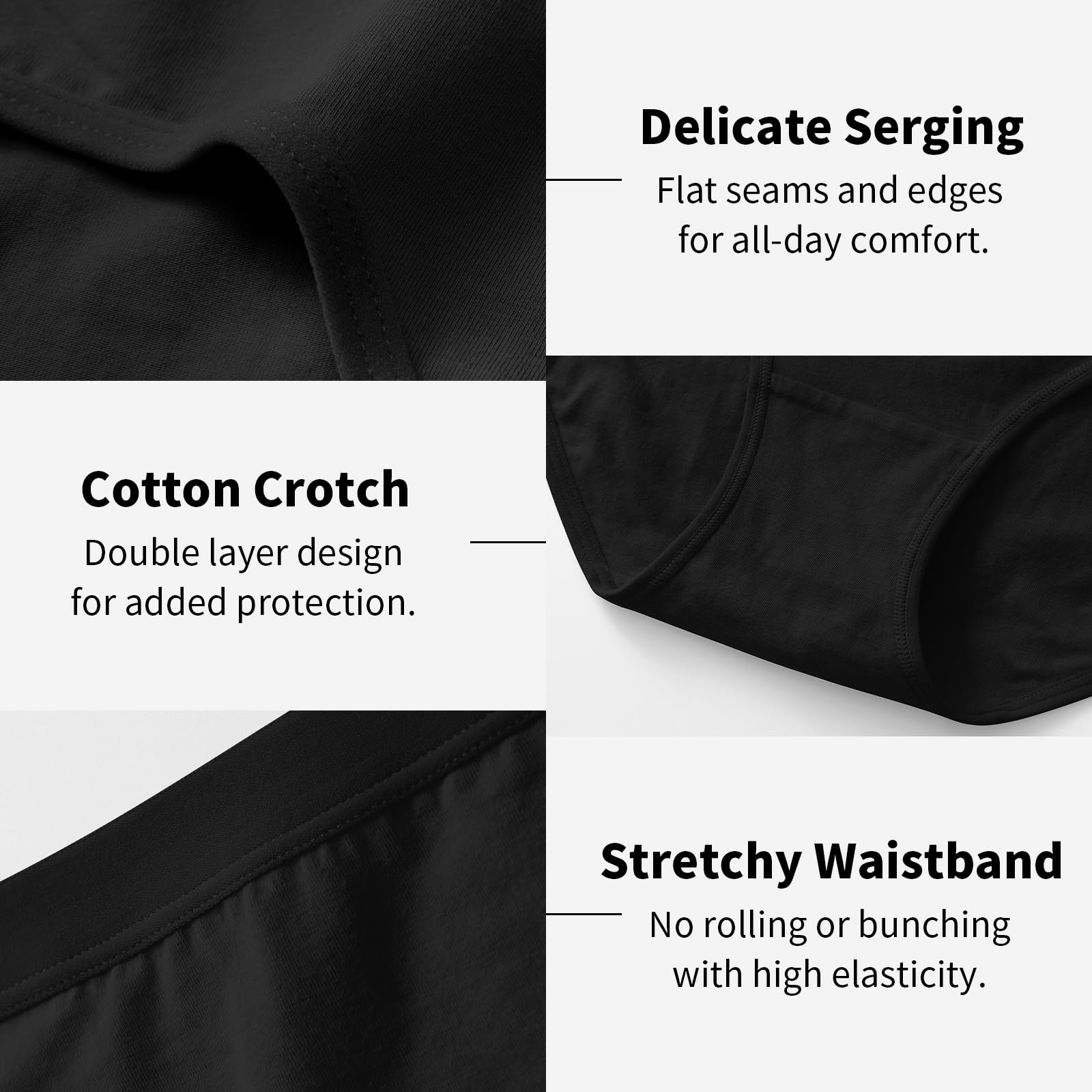 Envlon Women's Cotton Underwear - High Waisted Full Coverage Briefs - Soft Stretch Postpartum Panties - Comfortable Ladies Underwear for Daily Wear, Maternity & Recovery
