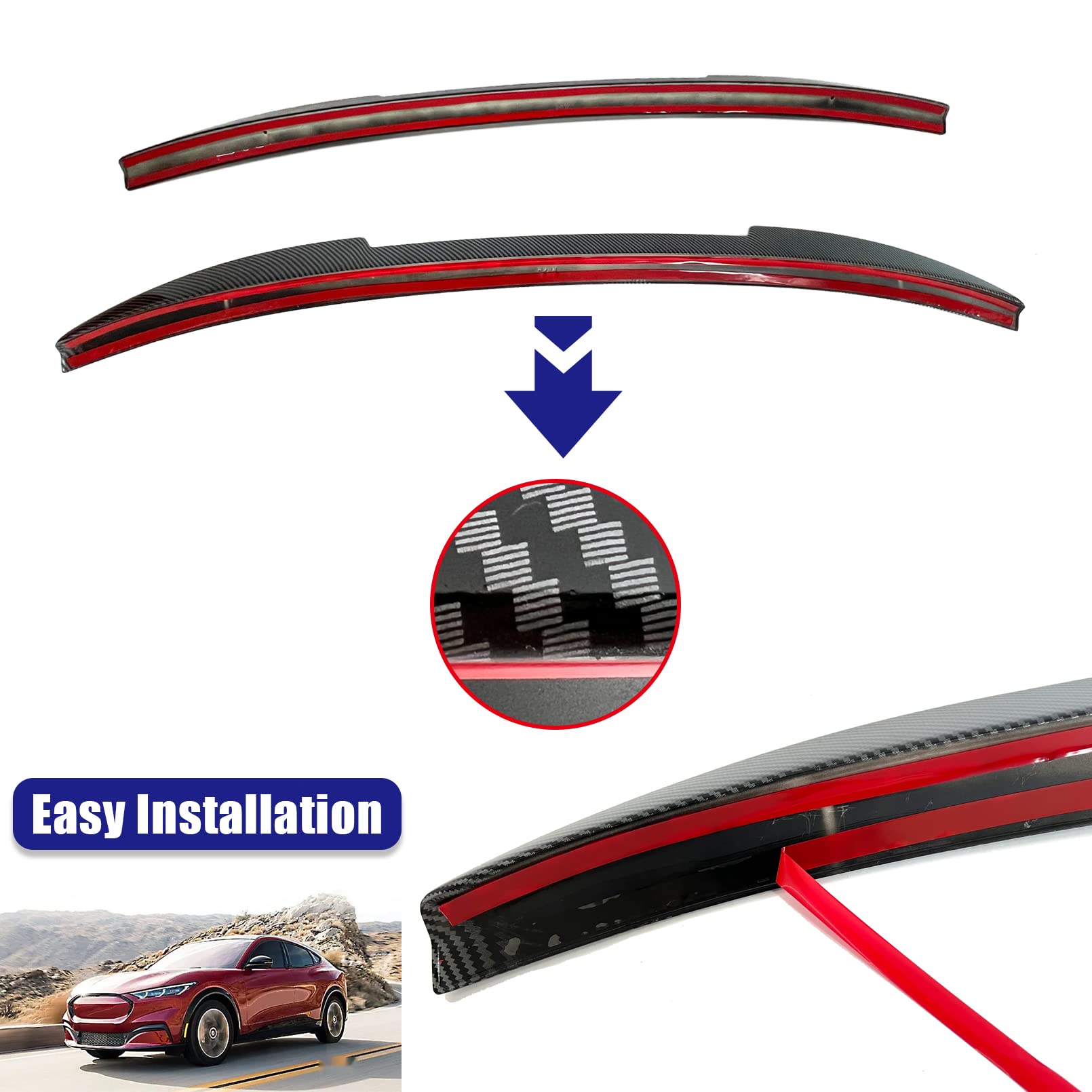 Carbon Fiber Rear Wing Spoiler for Mustang Mach E 2021-2022 | High-Performance Trunk Spoiler | Exterior Car Accessories | Enhances Aerodynamics & Sporty Style for Street Racing & Car Shows