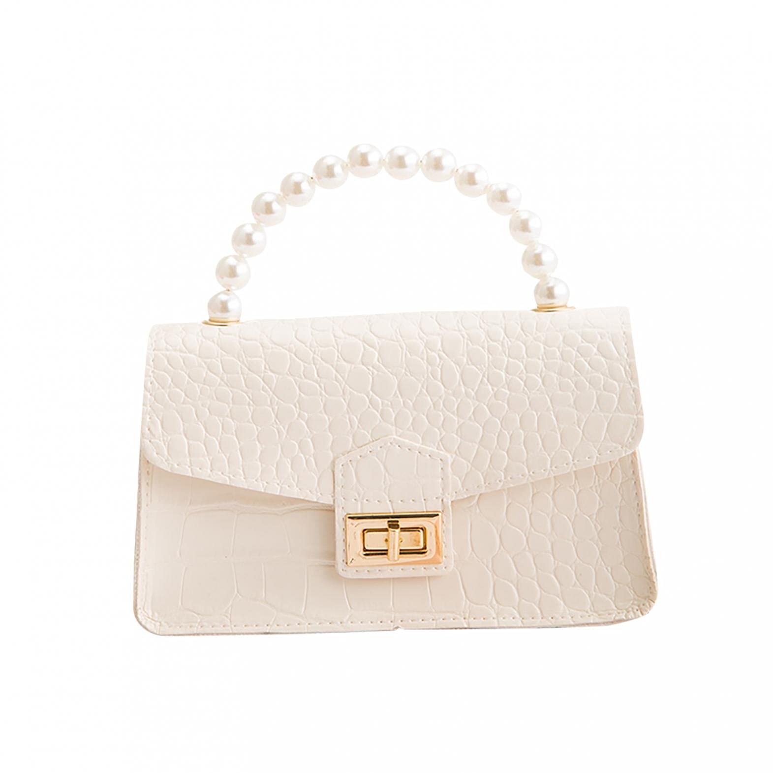 PATOPO Women's Pearl Clutch Purse & Shoulder Bag - Elegant Solid Color Crossbody Messenger Handbag for Ladies | Perfect for Evening Parties, Weddings & Special Occasions
