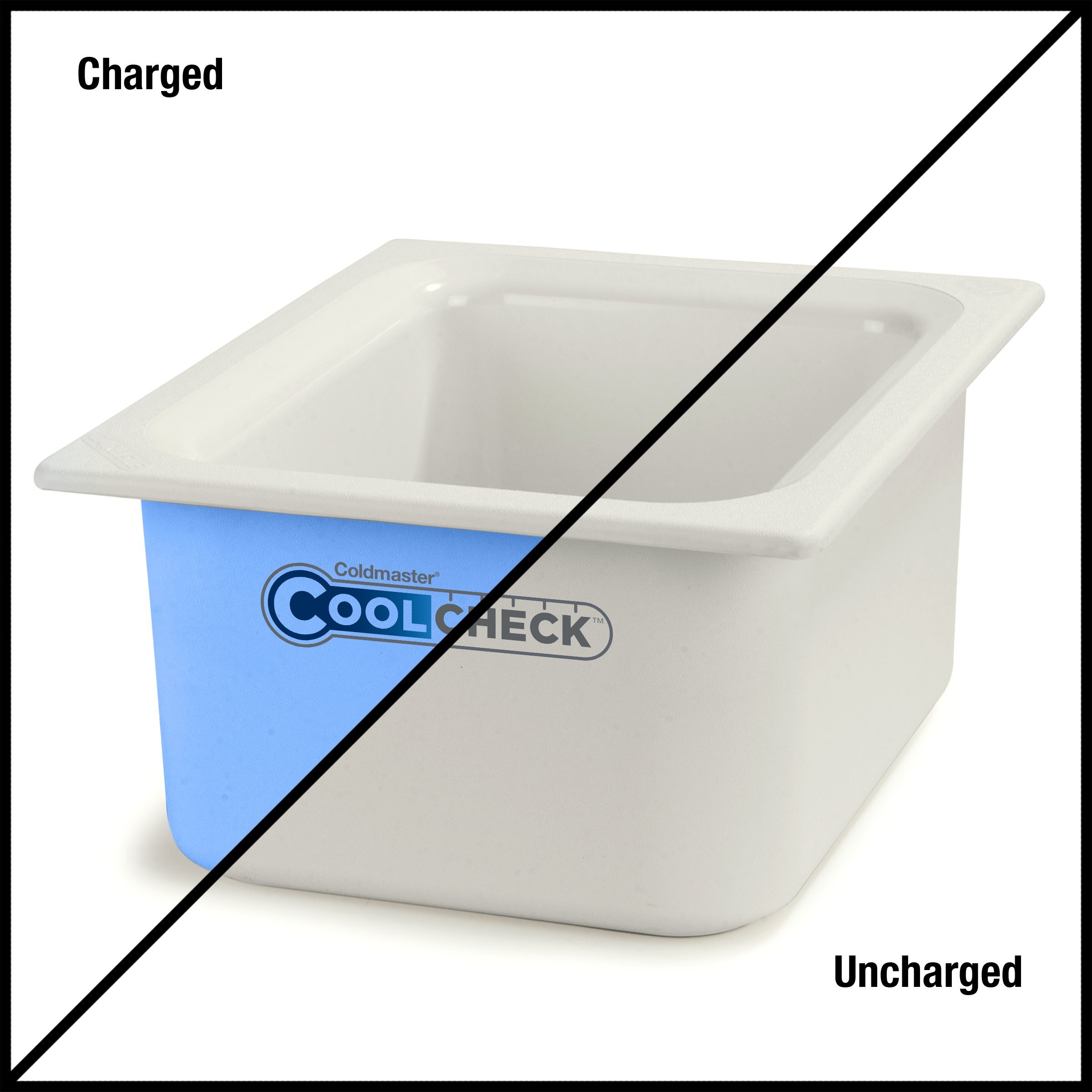 Carlisle FoodService Coldmaster Coolcheck 6-Quart Plastic Food Pans - White & Blue Commercial-Grade Cold Food Containers for Catering, Restaurants & Kitchen Use | Perfect for Buffet Serving, Salad Storage & Food Prep