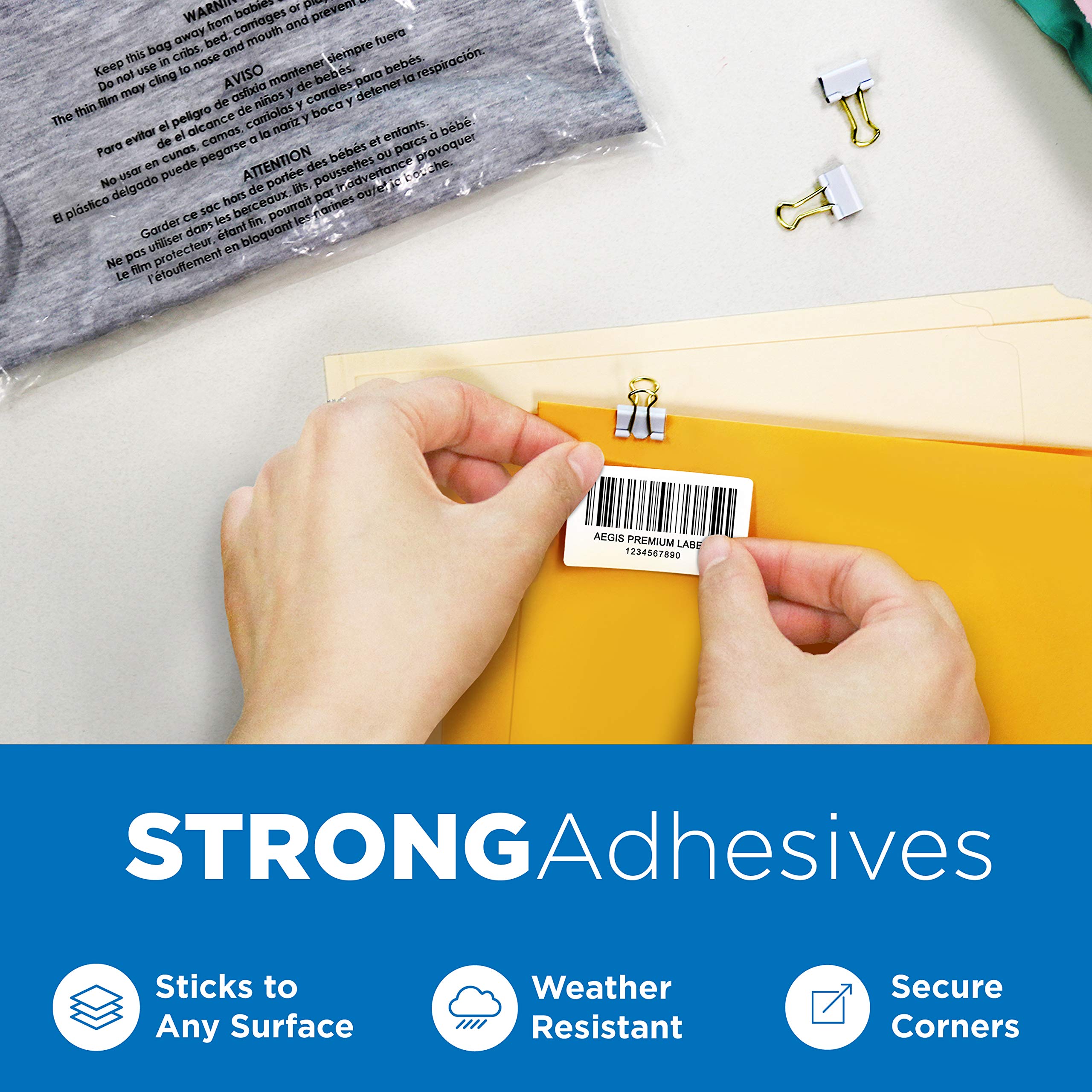 Aegis Adhesives Direct Thermal Labels - Compatible with DYMO 30334 (2-1/4