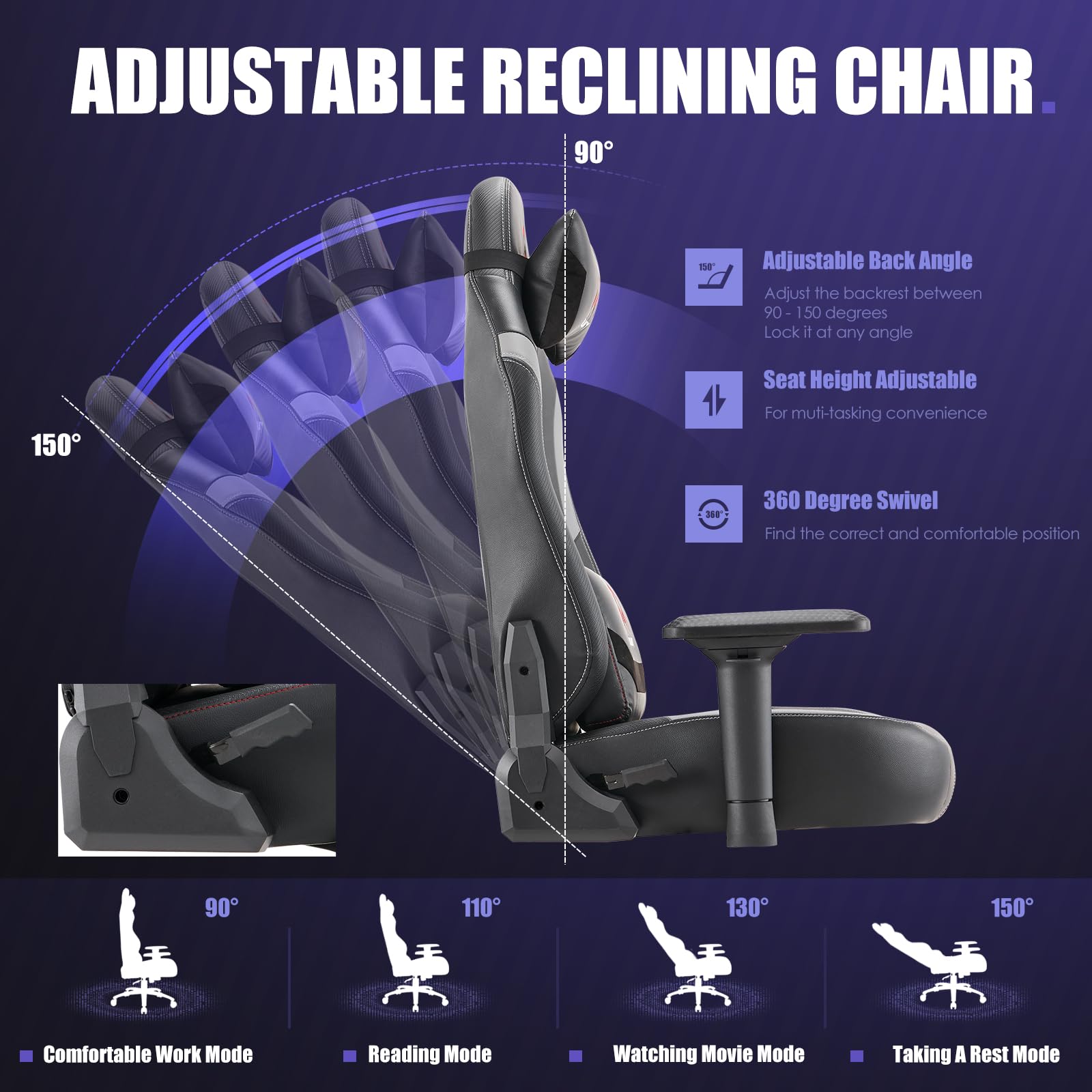 COLAMY Big and Tall Gaming Chair 400lbs - Ergonomic High Back Office Chair with Wide Seat for Adults, Heavy Duty Computer Gamer Chair - Perfect for Home Office, Gaming Setup, and Workspace (Black/Grey)