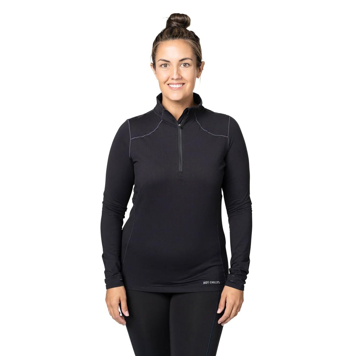 Hot Chillys Women's Clima-Tek Zip T Breathable Moisture-Wicking Midweight Base Layer Top - Relaxed Fit Thermal Shirt for Hiking, Skiing & Winter Sports