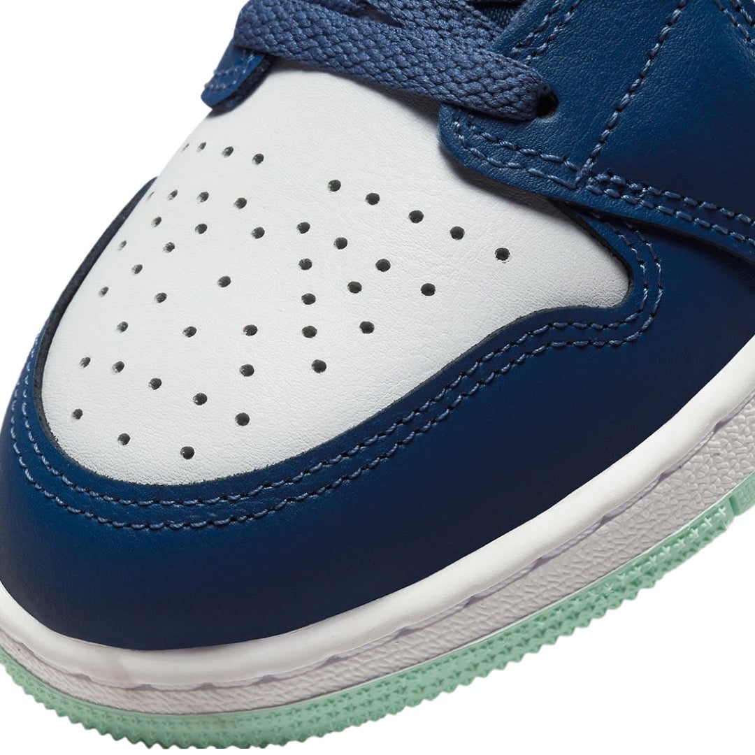Air Jordan 1 Mid GS Sneakers - Mystic Navy, Mint & White Colorway - Perfect for Basketball, Streetwear & Casual Fashion