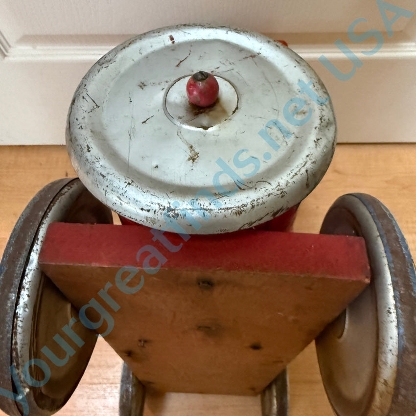 Vintage 1950s 1960s Wooden & Lithographic Toddler Ride-On Toy Train - Perfect for Kids' Room Decor, Birthday Gifts & Retro Nursery Playtime