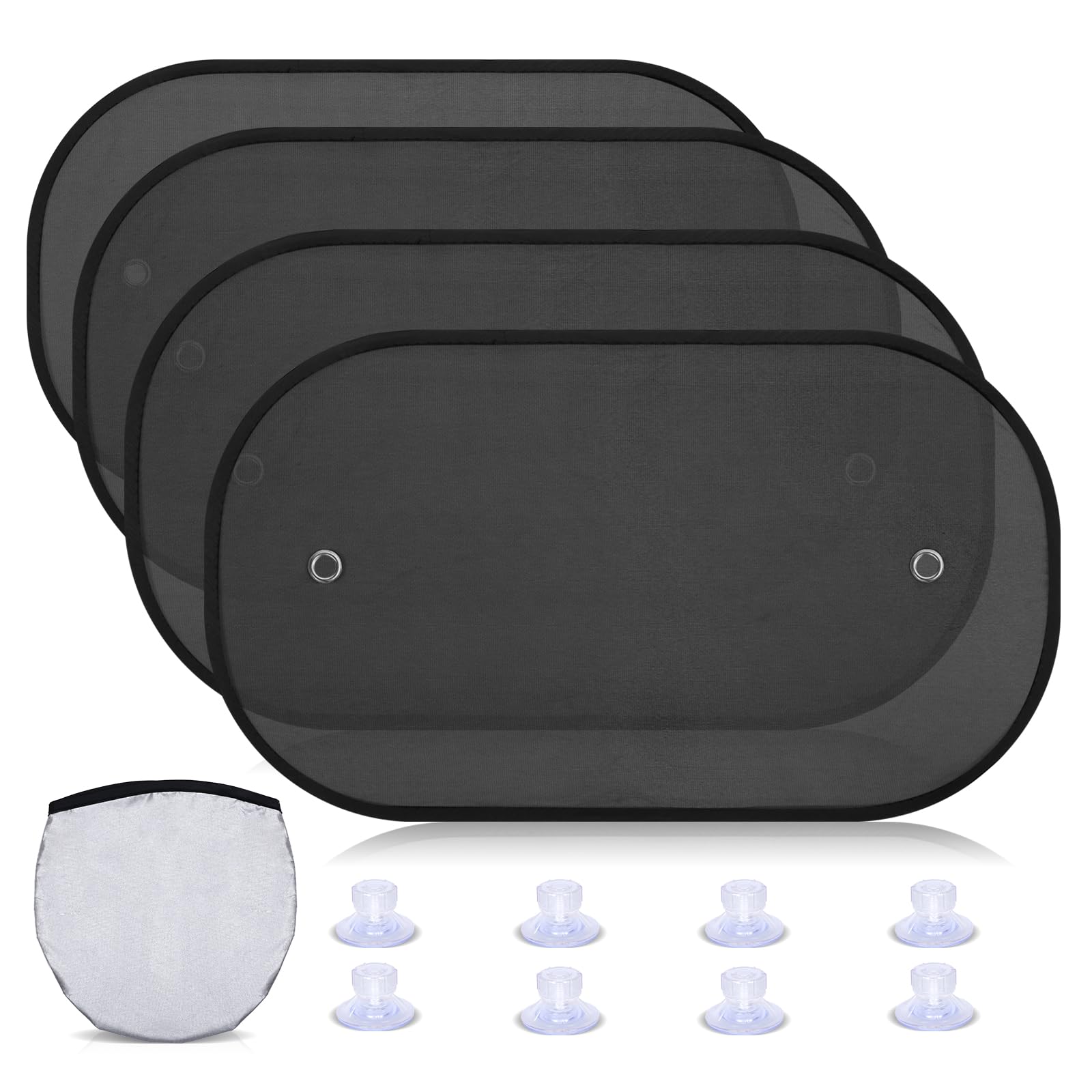 ZATOOTO 4-Pack Car Window Shades for Baby & Pets - UV Protection Sun Blocker with Strong Suction Cups | Heat & Glare Shield for Road Trips, Daily Commutes, and Summer Travel