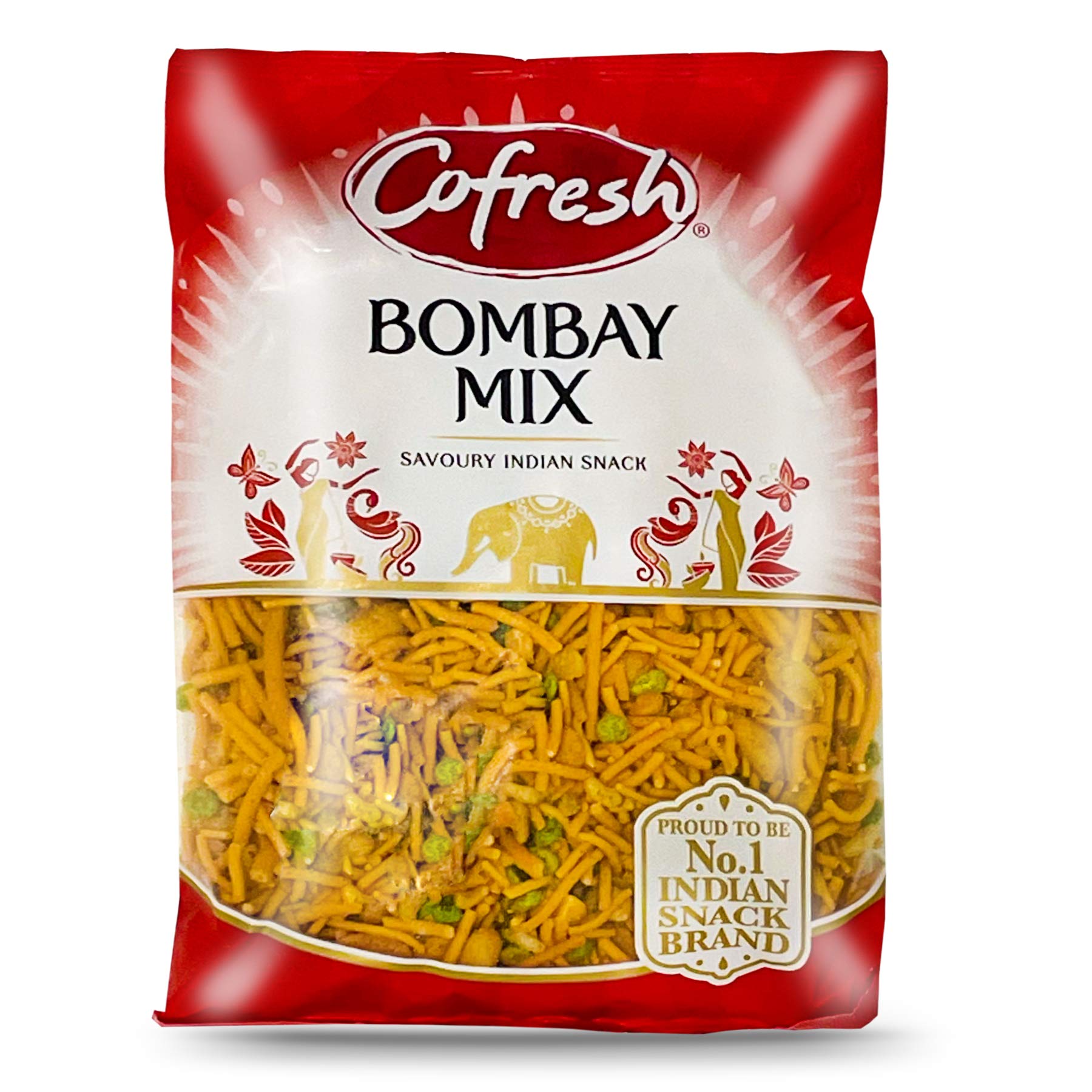 Crunchy Bombay Mix Snacks - Indian Rice Sticks with Noodles, Peas, Peanuts & Lentils | Vegetarian Savory Snack | 11oz Pack | Perfect for Parties, Movie Nights & On-the-Go Snacking | Authentic Taste of India | CoFresh Brand