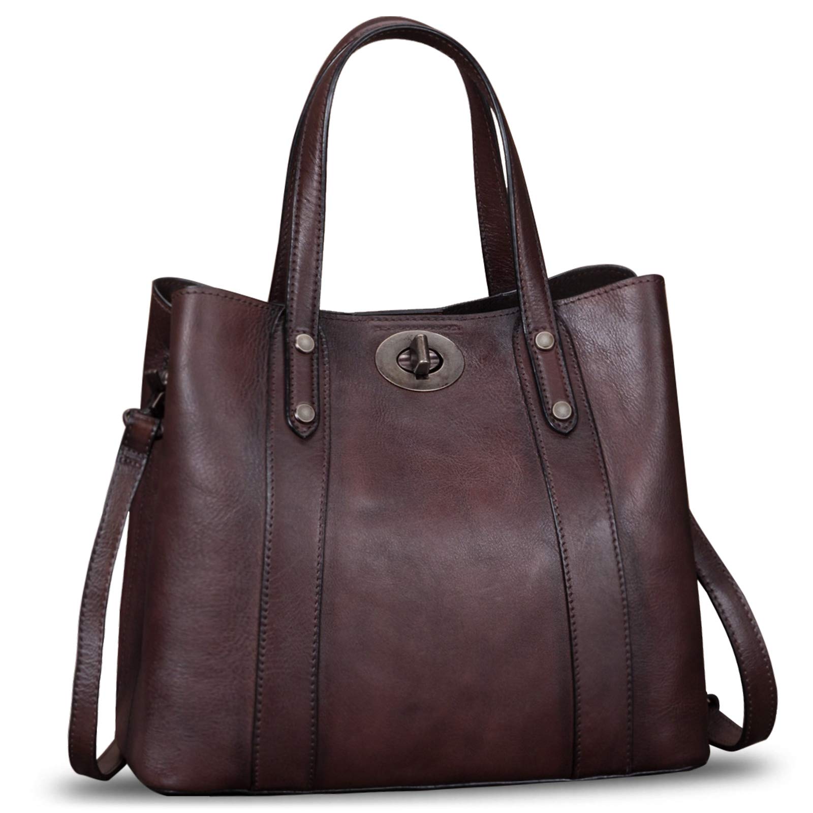 Genuine Leather Handbags for Women - Vintage Cowhide Satchel Purses, Handmade Shoulder Bag with Top Handle, Stylish Totes for Work, Travel & Everyday Use