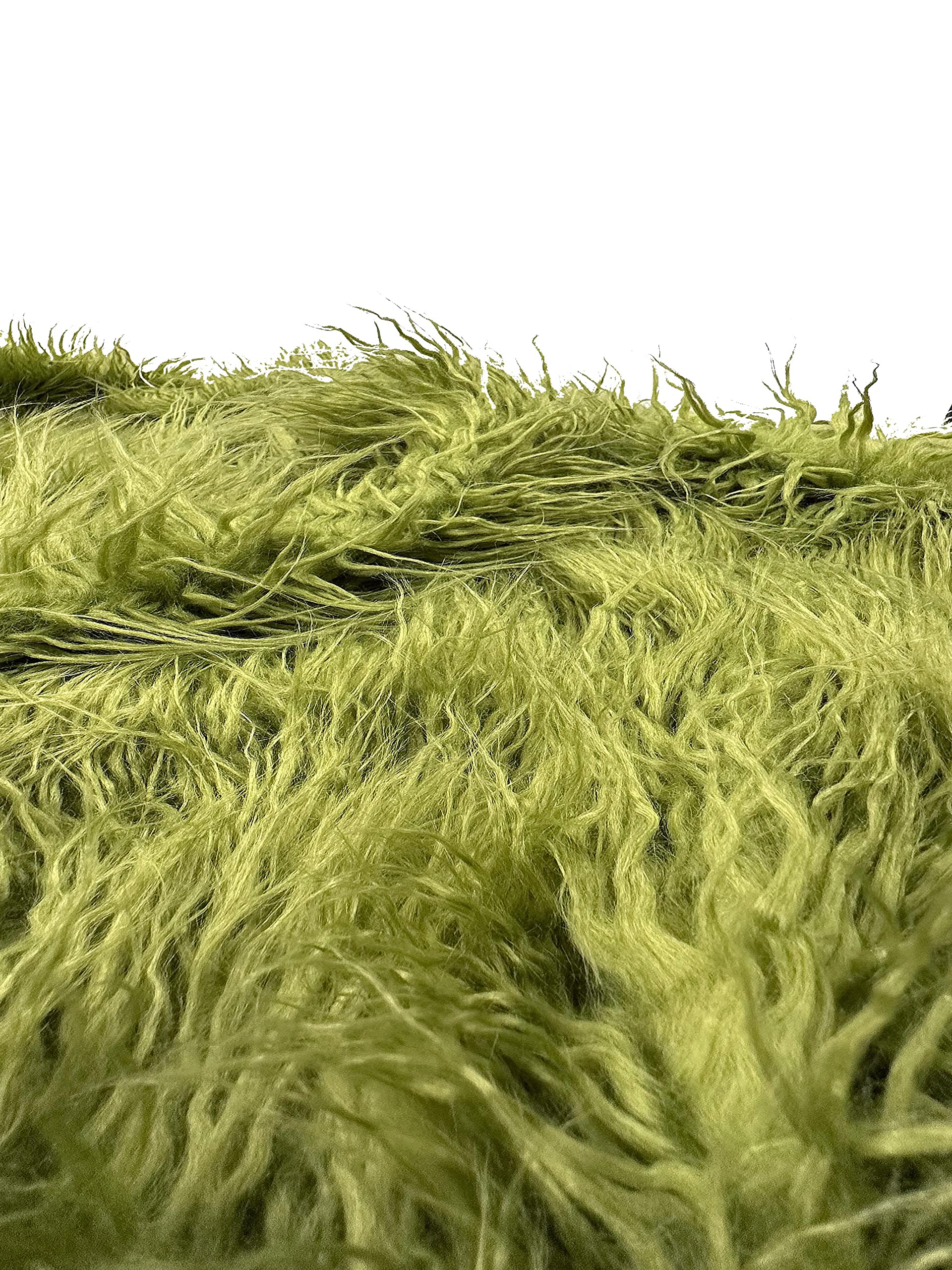 Premium Faux Mongolian Fur Fabric by the Yard - Soft & Luxurious Olive Green Faux Fur Material for Coats, Throws, and Home Decor