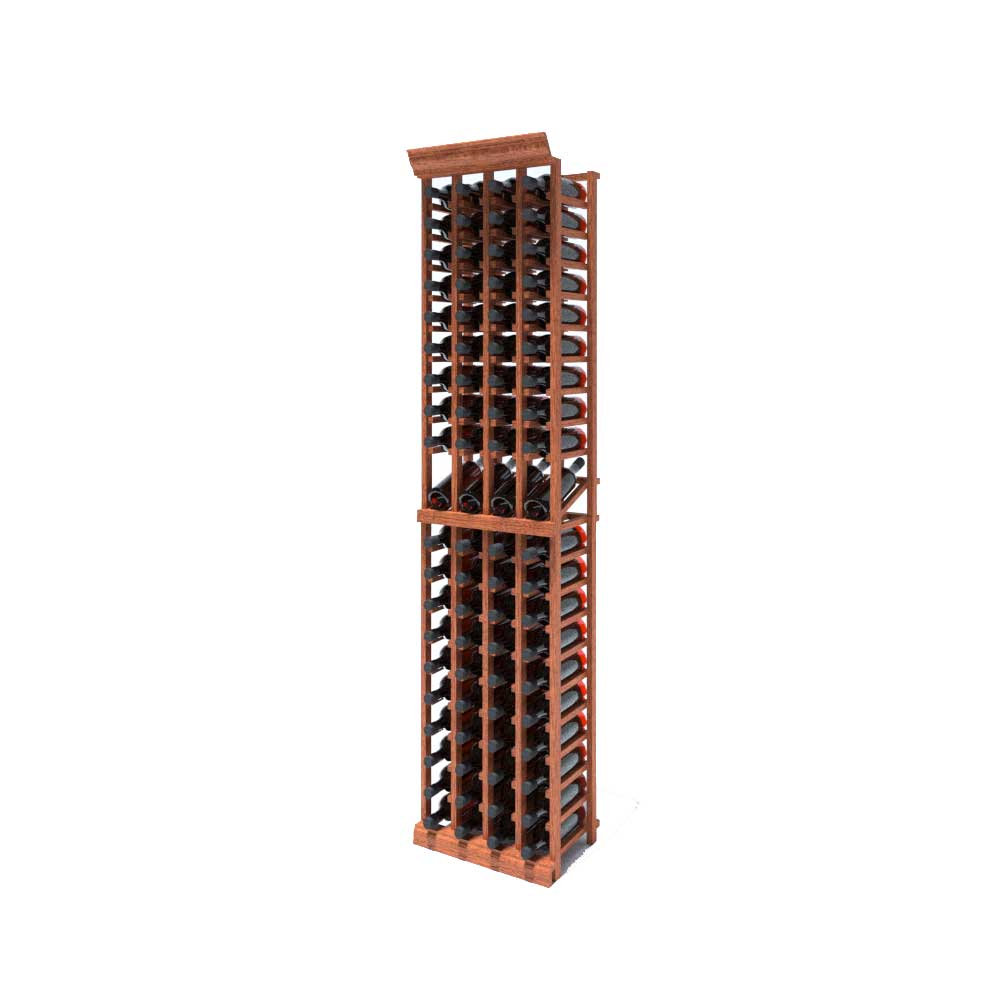 4 Column 80 Bottle 7ft Wine Rack Kit with Display - Sturdy Wooden Wine Storage for Home, Bar, Restaurant & Cellar Organization