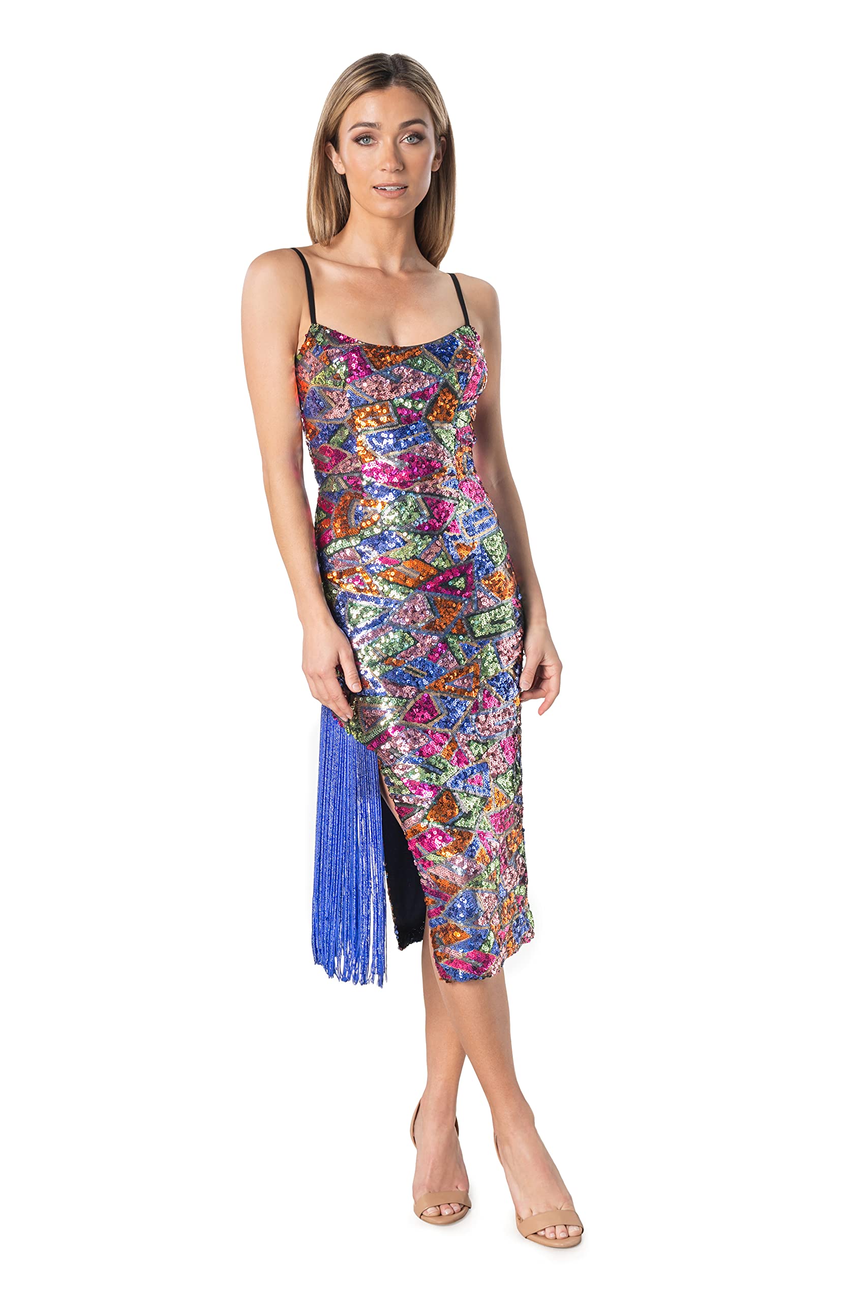 Dress the Population Women's Rory Bodycon Midi Dress - Slim Fit Stretchy Cocktail Party Dress for Night Out, Date Night & Special Occasions