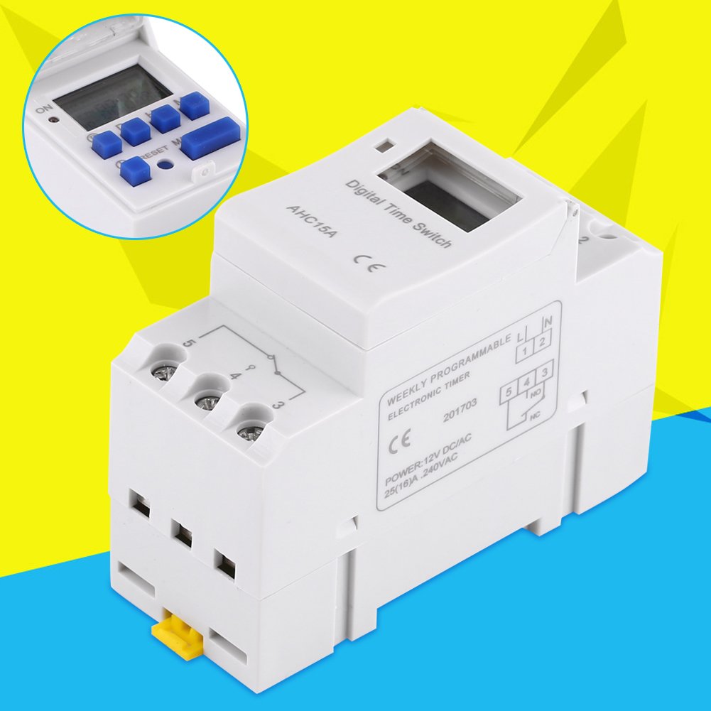 1Pc Digital Programmable Timer with LCD Display - Weekly Programmable Electronic Relay Switch, 16 ON/OFF Settings, 3000W 15A (110V) - Perfect for Home Automation, Aquariums, Grow Lights, and Electrical Appliances