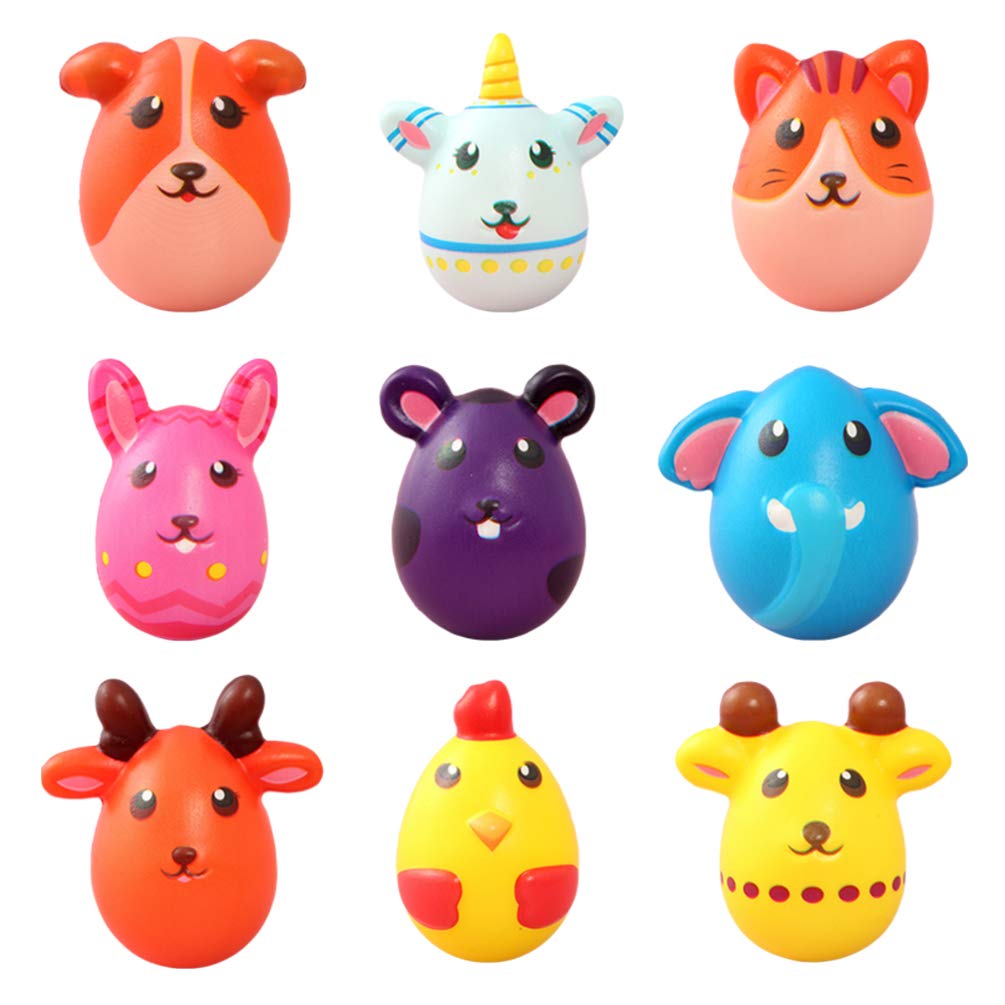 NUOBESTY 9-Piece Easter Squishy Toys Set - Cute Slow Rising Animal Stress Relief Toys for Kids & Adults - Perfect for Easter Basket Fillers, Birthday Party Favors, Classroom Rewards & Sensory Play