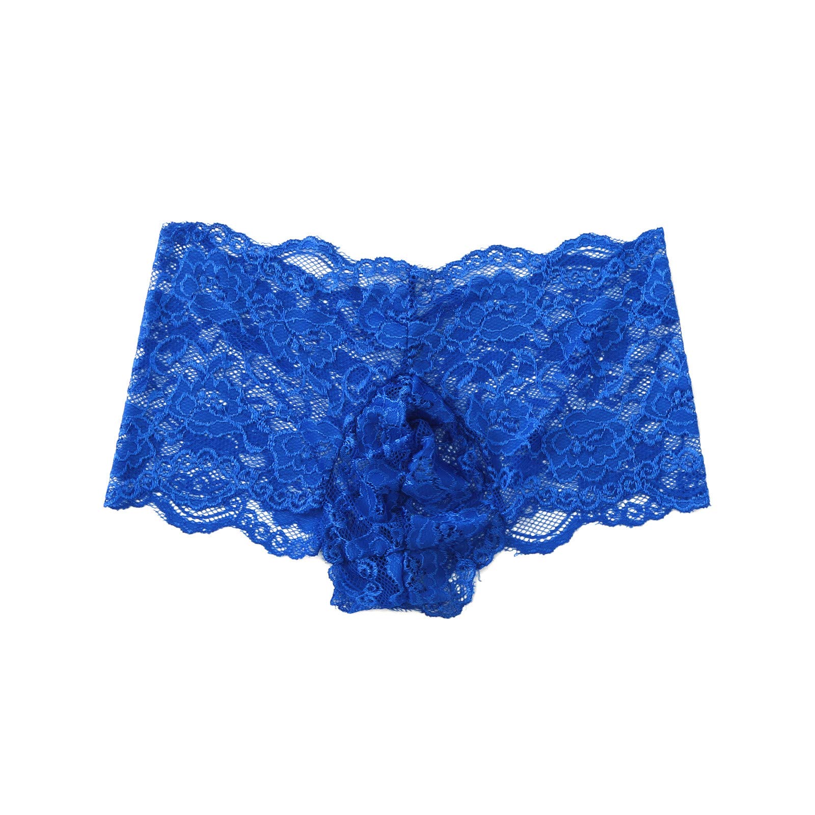 DSFH Men's Sexy Transparent Floral Lace Boxer Briefs with Pouch - Breathable See-Through Underwear for Sensual Wear & Intimate Moments - Perfect for Date Nights, Role Play, and Special Occasions