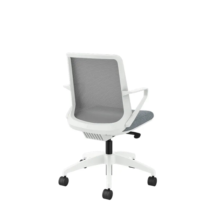 Ergonomic Cliq Office Chair with Synchro Tilt - Basalt Fabric & White Designer Frame - Perfect for Home Office, Gaming & Workspaces