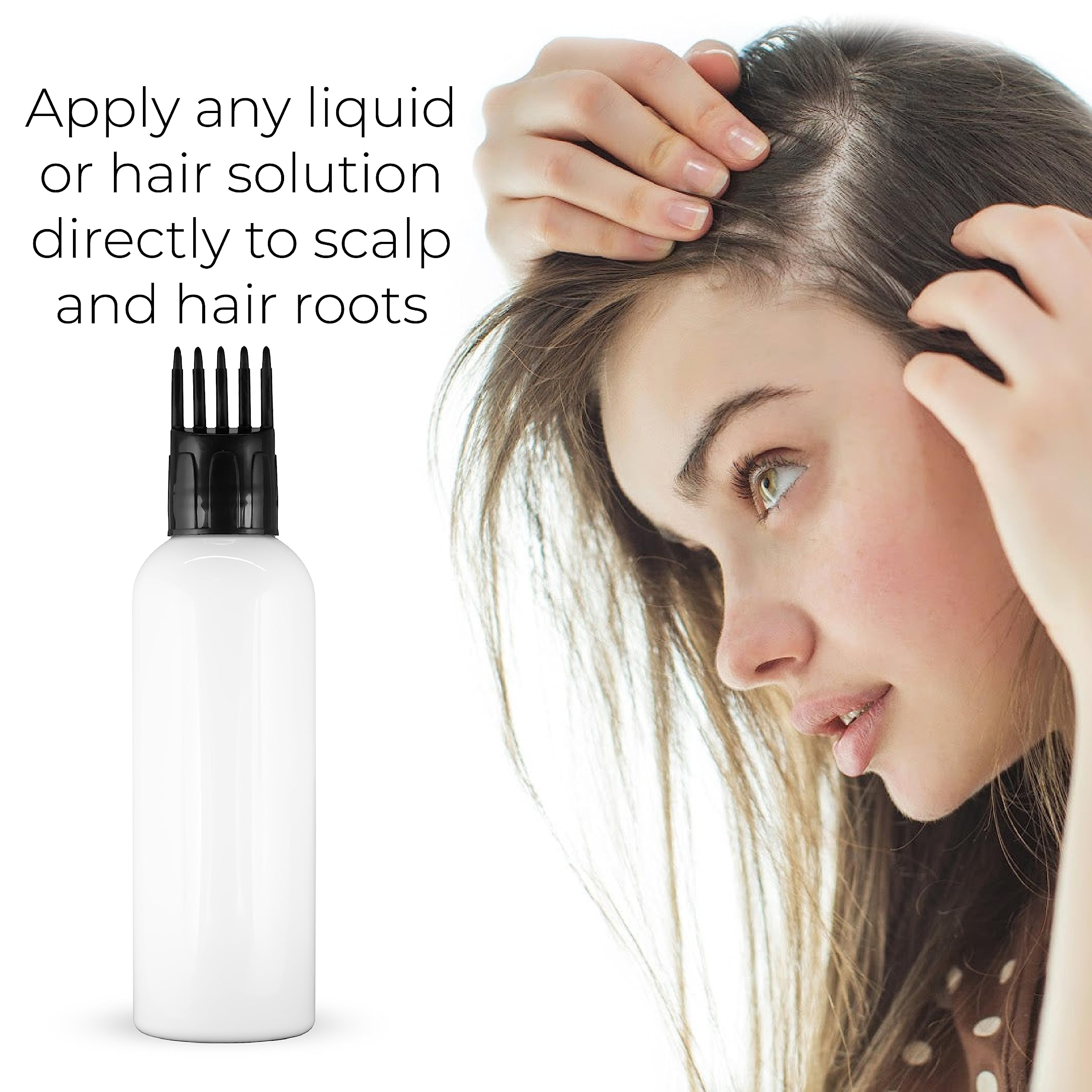 MeeTo Empty Cylindrical Applicator Bottle with Root Comb - 1oz Transparent Plastic Bottle for Hair Oil, Shampoo, Medicine & Dye - Perfect for Precise Hair Root Application & Styling at Home or Salon