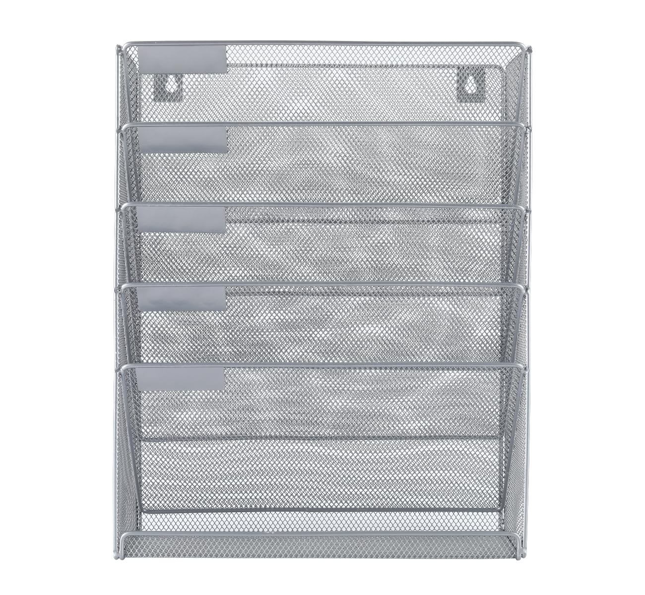 EasyPAG 5-Tier Wall Mounted Mesh File Organizer - Vertical Mail & Document Holder for Office Desk, Cubicle or Home - Space Saving Storage Solution (Silver) - Perfect for Organizing Bills, Letters and Office Supplies