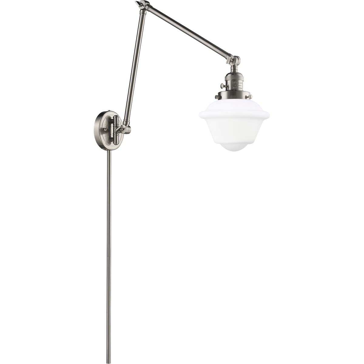 Vintage Dimmable LED Swing Arm Lamp - Brushed Satin Nickel Finish, Adjustable Reading Light for Bedroom, Office & Study Desk | Innovations 238-SN-G531-LED