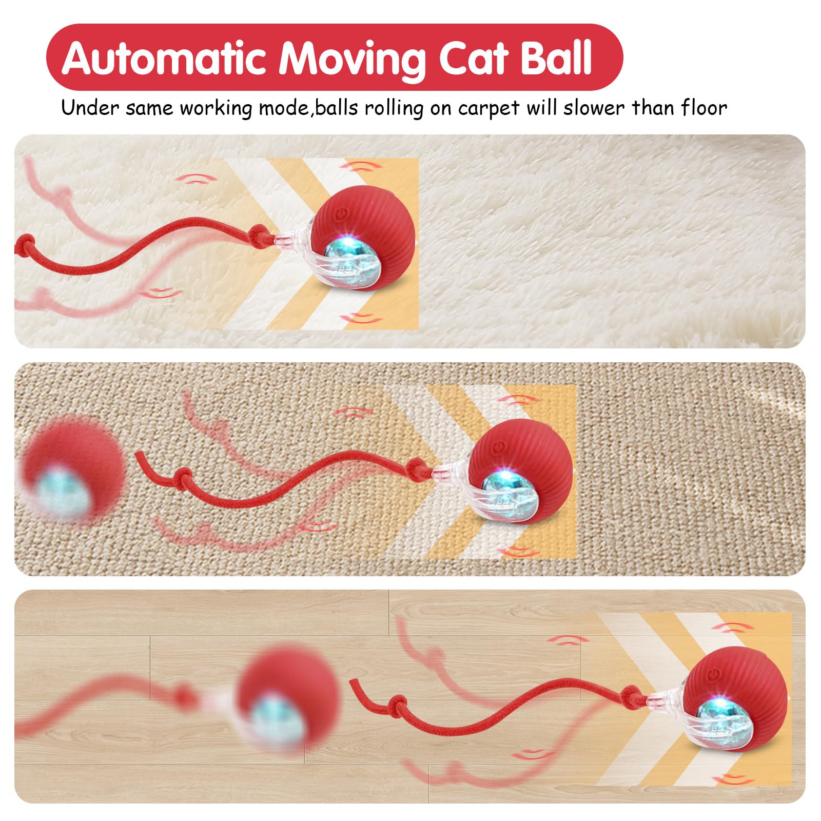 Interactive Cat Toy - Electric Cat Ball & Dog Ball for Bored Indoor Cats - Automatic Rolling Pet Toy with LED Lights - Perfect for Playtime, Exercise & Mental Stimulation for Indoor Cats & Small Dogs