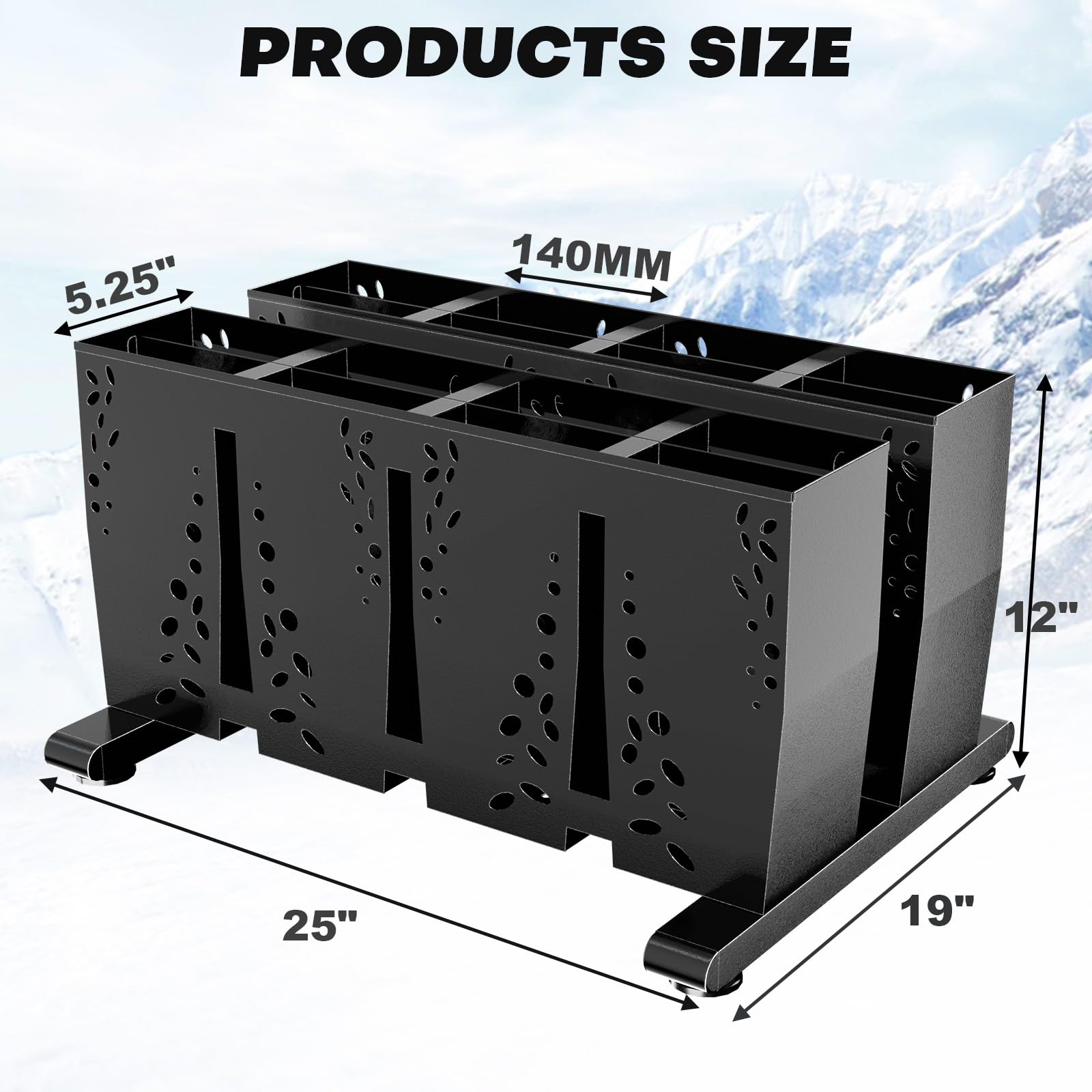 Heavy Duty 8 Pair Steel Ski Storage Rack for Garage & Home - Freestanding Ski Organizer Holder for Indoor and Outdoor Use - Perfect for Winter Sports Equipment Organization