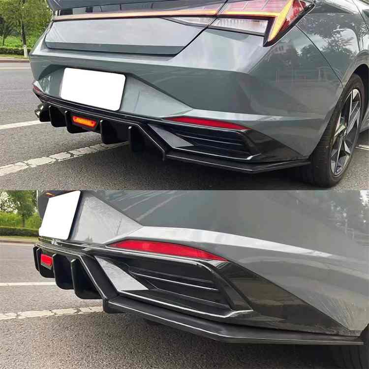 2021-2024 Hyundai Elantra 4DR Rear Bumper Diffuser - Glossy Black PP Material - Perfect for Car Customization & Street Racing Style Enhancement