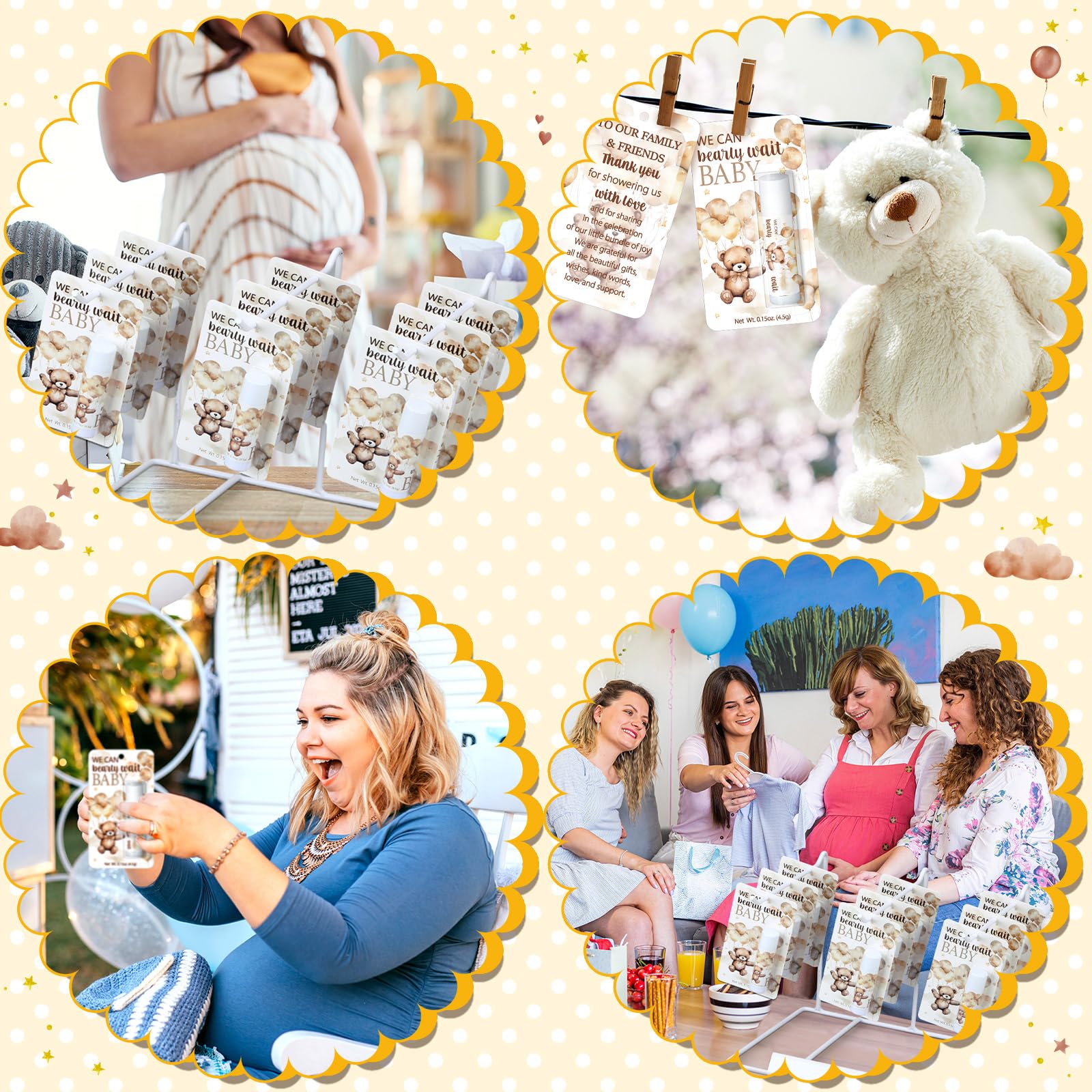 30 Pack Baby Shower Game Prizes - Bulk Lip Balm Party Favors for Adults, Guests & Winners - Perfect for Baby Showers, Gender Reveals & Party Decorations - Great as Souvenirs, Gift Bag Stuffers & Party Supplies (Bear Design)