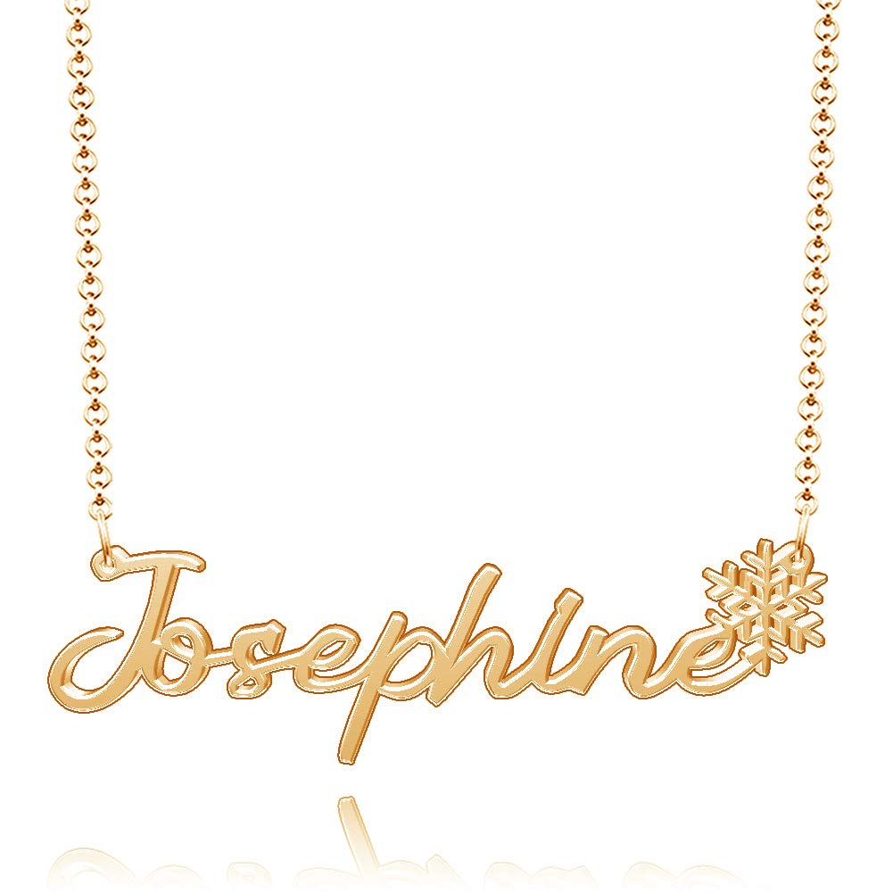 Personalized Name Necklace - Sterling Silver Gold Snowflake Pendant for Women | Romantic Gift for Her Birthday & Anniversary