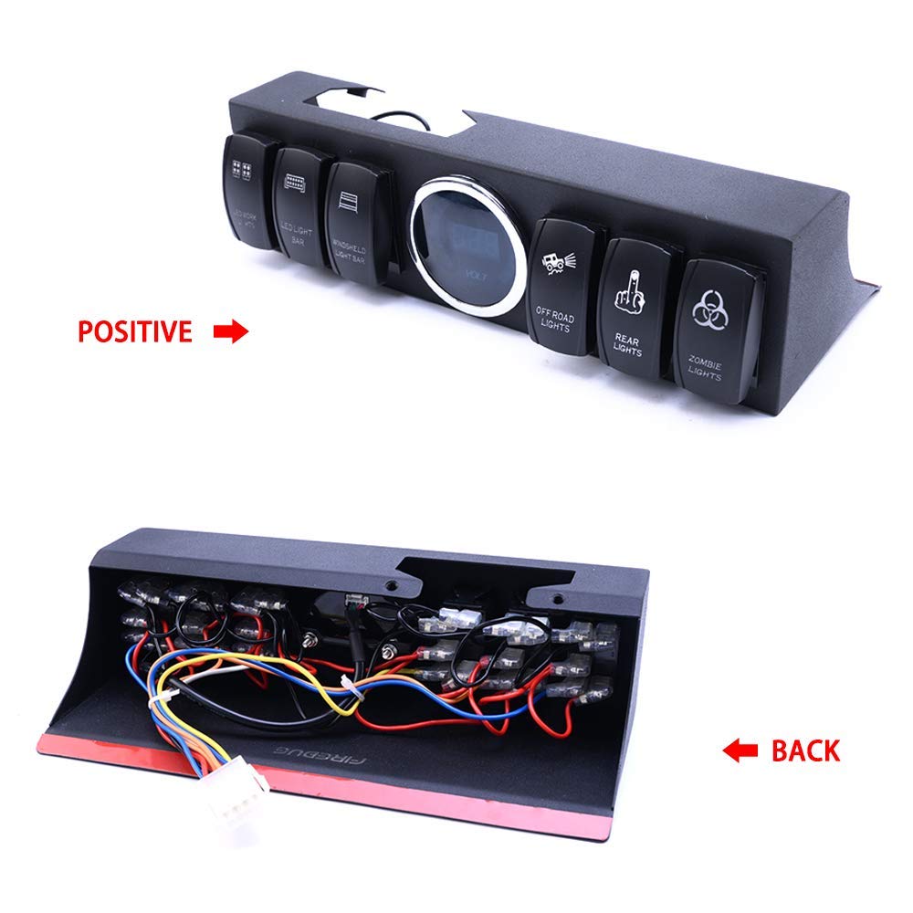 Jeep Wrangler JK JKU 6-Switch Control Panel Box for LED Light Bar & Rock Lights - 3 Color Options | Off-Road Accessories for Adventure & Night Driving
