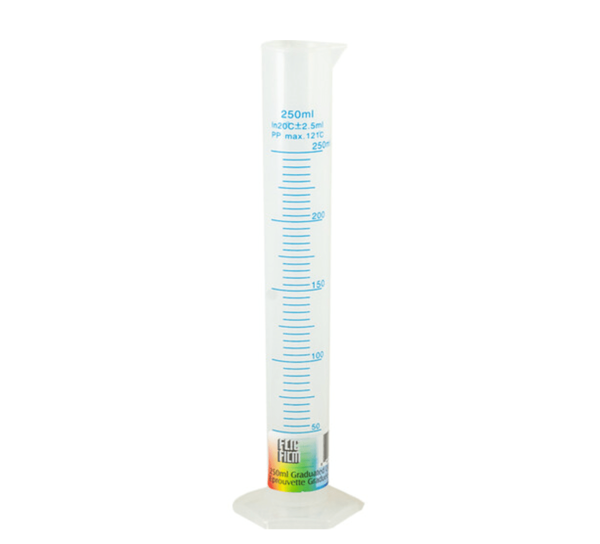 Flic Film 250mL Graduated Cylinder - Precise Liquid Measuring for Photography, Chemistry & Science Labs | Durable & Accurate Lab Equipment