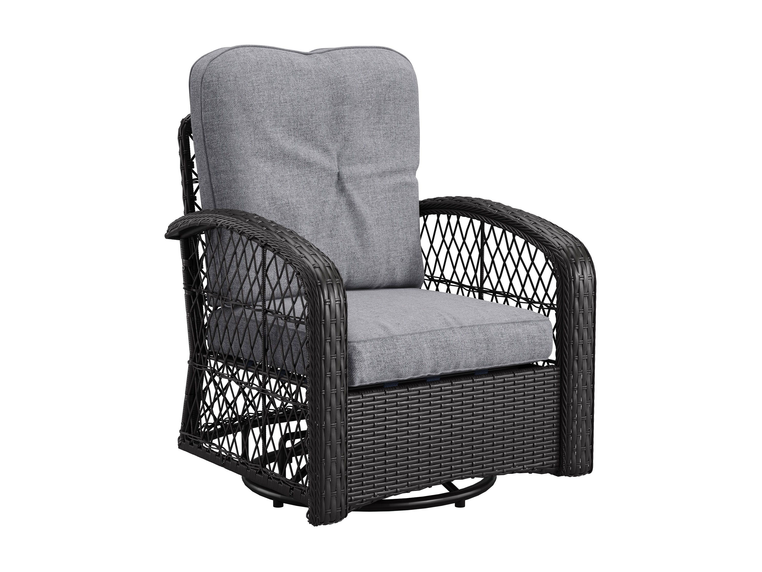 3-Piece Grey Swivel Patio Chairs Set - Outdoor Furniture for Garden, Poolside & Backyard Relaxation