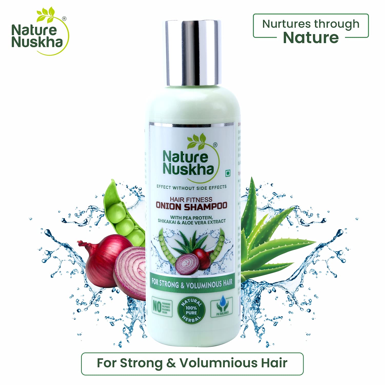 Nature Nuskha Onion Shampoo for Hair Growth with Pea Protein, Shikakai & Aloe Vera - Volumizing & Strengthening Shampoo for Men & Women (100ml) - Perfect for Daily Hair Care & Thinning Hair Solutions
