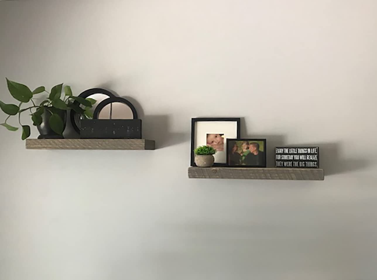 Joel's Antiques | Natural Wood Floating Shelves Set of 2 - 24 Inch Wide Rustic Wall Shelves for Bathroom, Kitchen & Living Room | Heavy Duty Easy Install Bookshelves | Perfect for Home Decor, Storage & Display