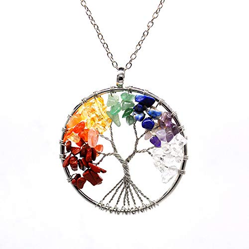 Aluinn Tree Pendant Necklace - Delicate Silver Circle Chain with Colorful Crystals for Women & Teens | Boho Jewelry for Everyday Wear, Gifts & Special Occasions
