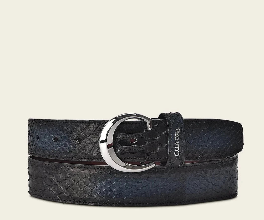 CS381PH Men's Cuadra Blue Casual Fashion Python Skin Belt - Stylish Accessory for Jeans, Suits & Everyday Wear
