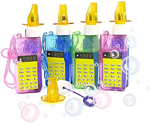 Whistle Bubble Bottles - Pack of 6 Phone-Shaped Kids Toys for Parties & Gifts