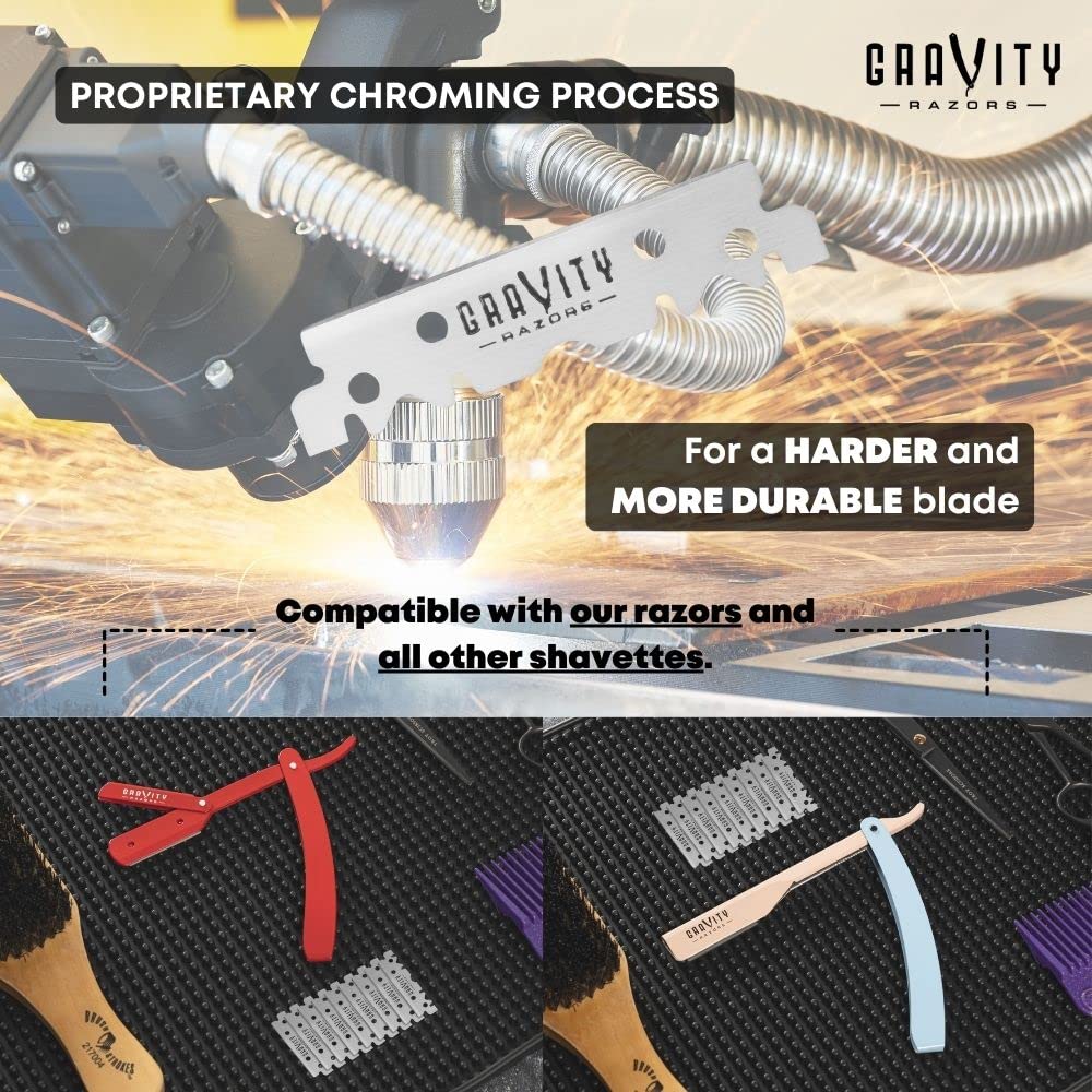 Premium Stainless Steel Razor Blades - 100 Count (3-Pack) for Safety Razors & Straight Edge Shaving | Swedish Steel Sharp Blades by GRAVITY RAZORS | Perfect for Close Shaves, Barber Shops & Home Grooming