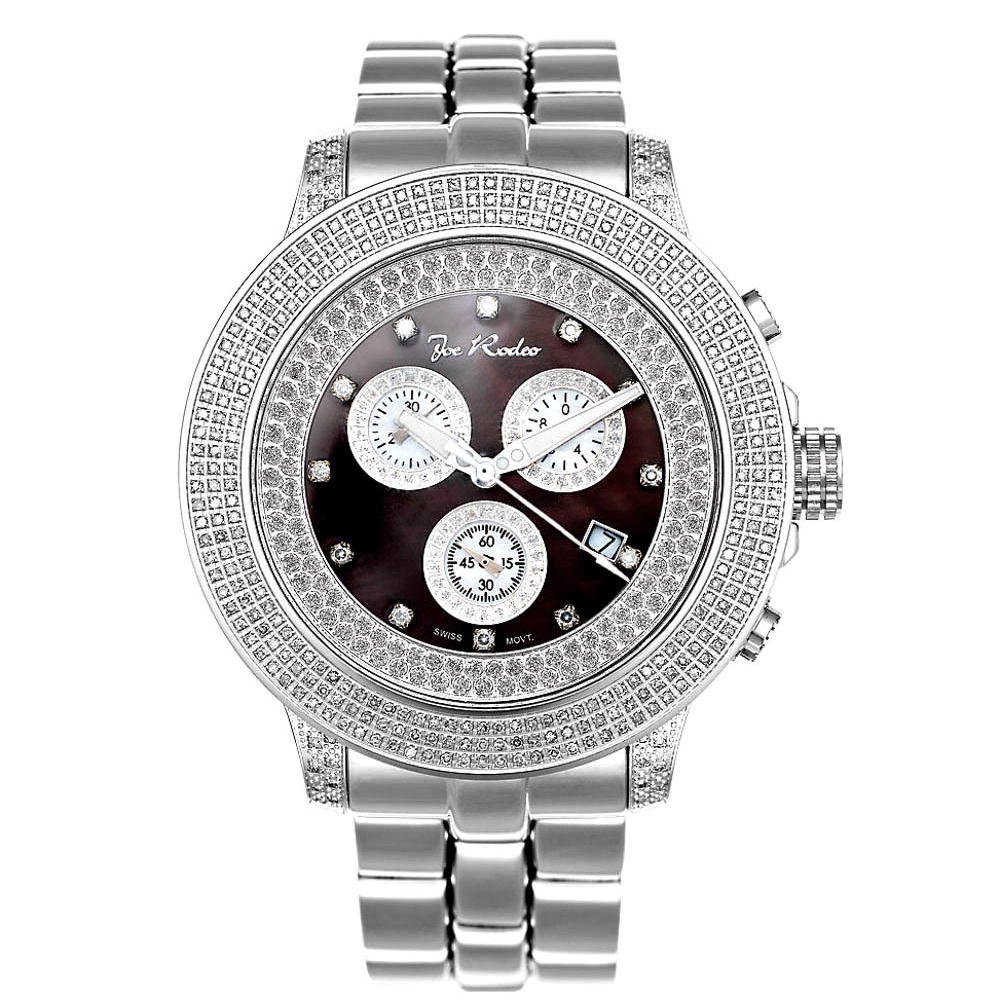 Joe Rodeo Men's Diamond Watches - Genuine 3.15ctw to 17ctw Diamonds, 51mm Pilot Watch Case - Luxury Dress & Business Timepiece for Formal Events & Special Occasions