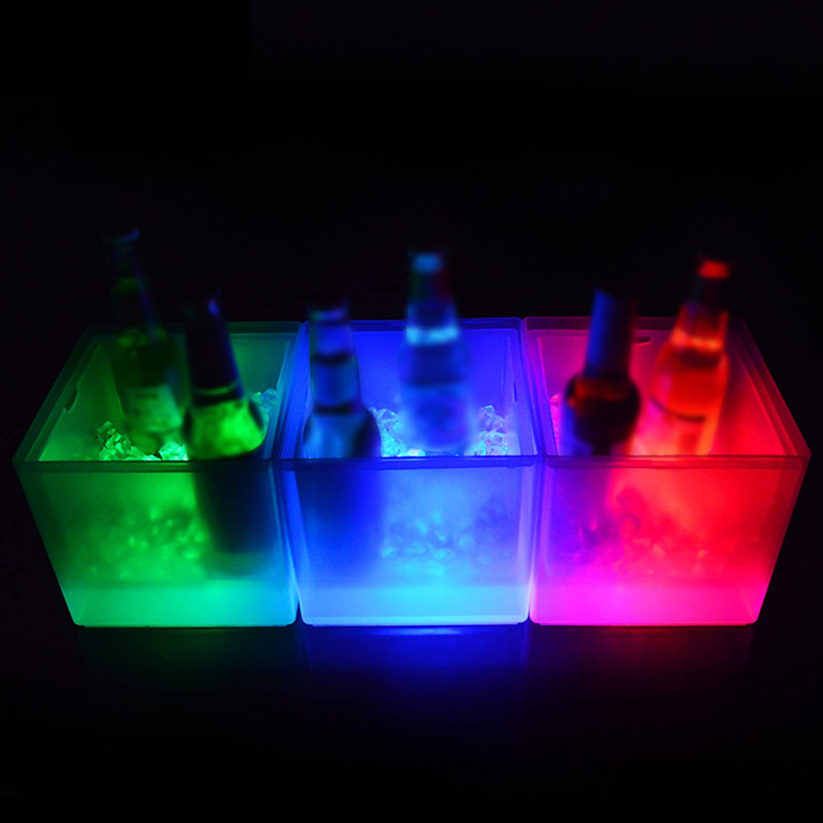 LED Color Changing Ice Bucket - 3.5L Plastic Wine Cooler for Champagne, Beer & Drinks | Battery Powered (3 AA) | Perfect for Parties, Bars & Restaurants | Adds Fun Lighting to Beverage Service & Special Events